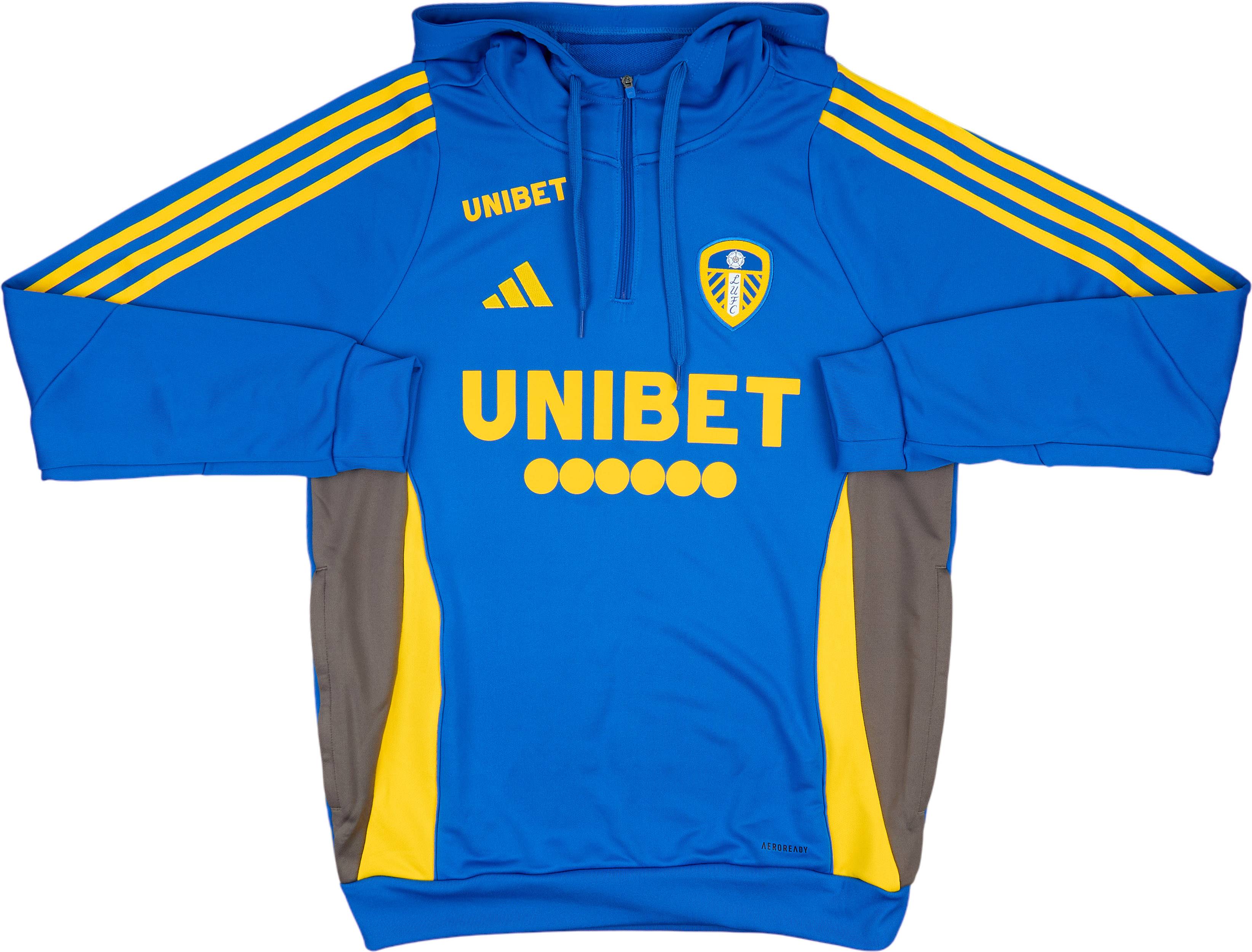 2024-25 Leeds United adidas 1/4 Zip Hooded Training Top (S)