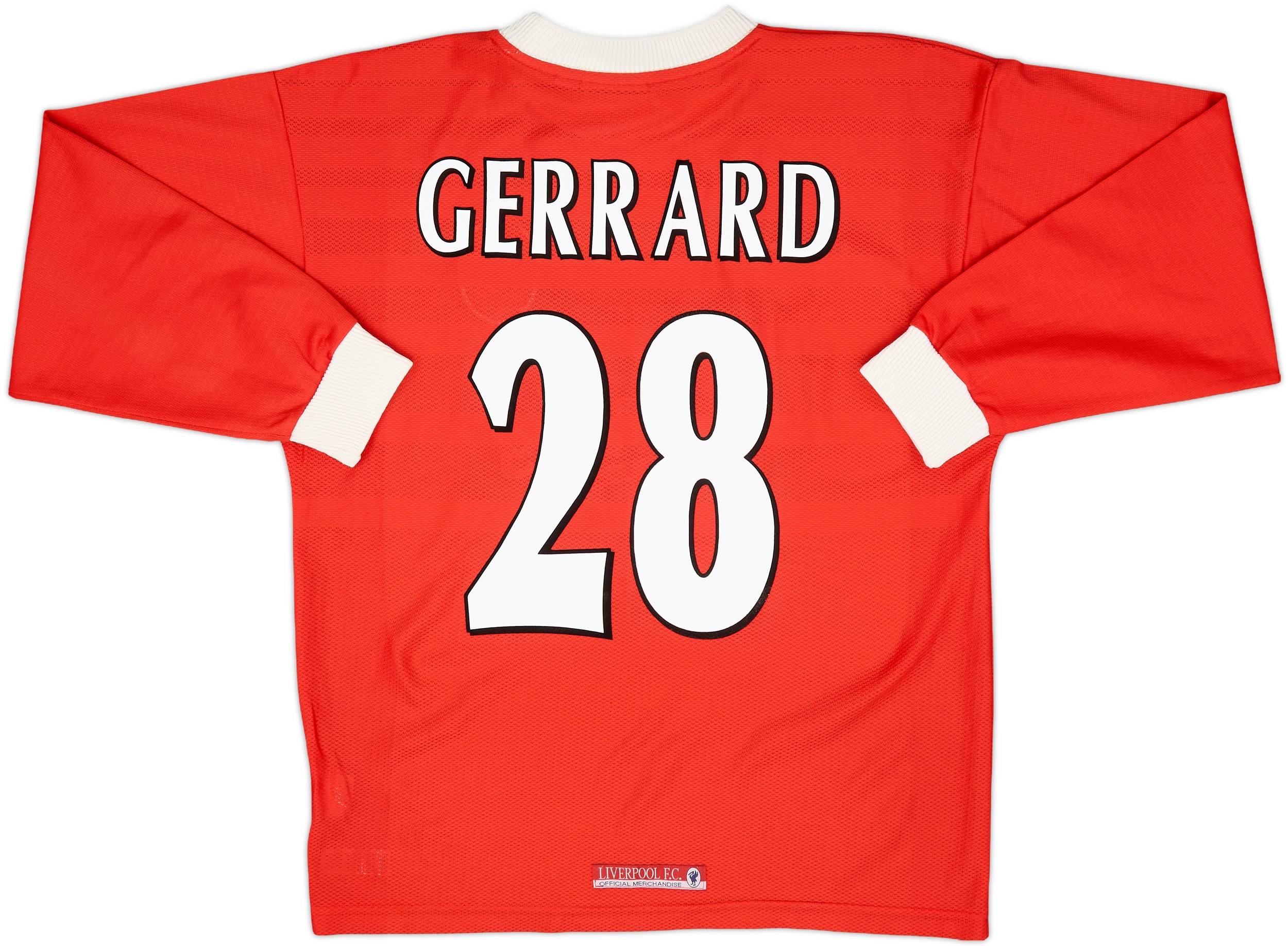 1998-00 Liverpool Home L/S Shirt Gerrard #28 - 6/10 - (M)