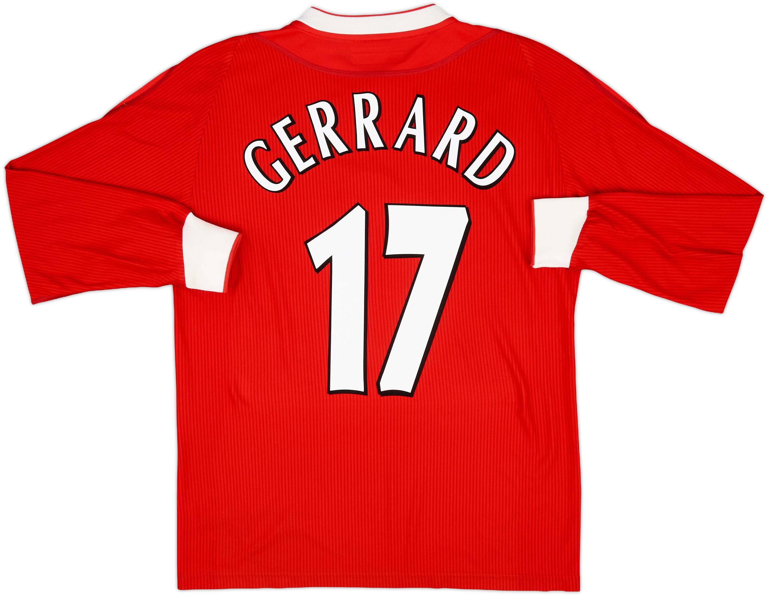 2002-04 Liverpool Home L/S Shirt Gerrard #17 - 9/10 - (M)