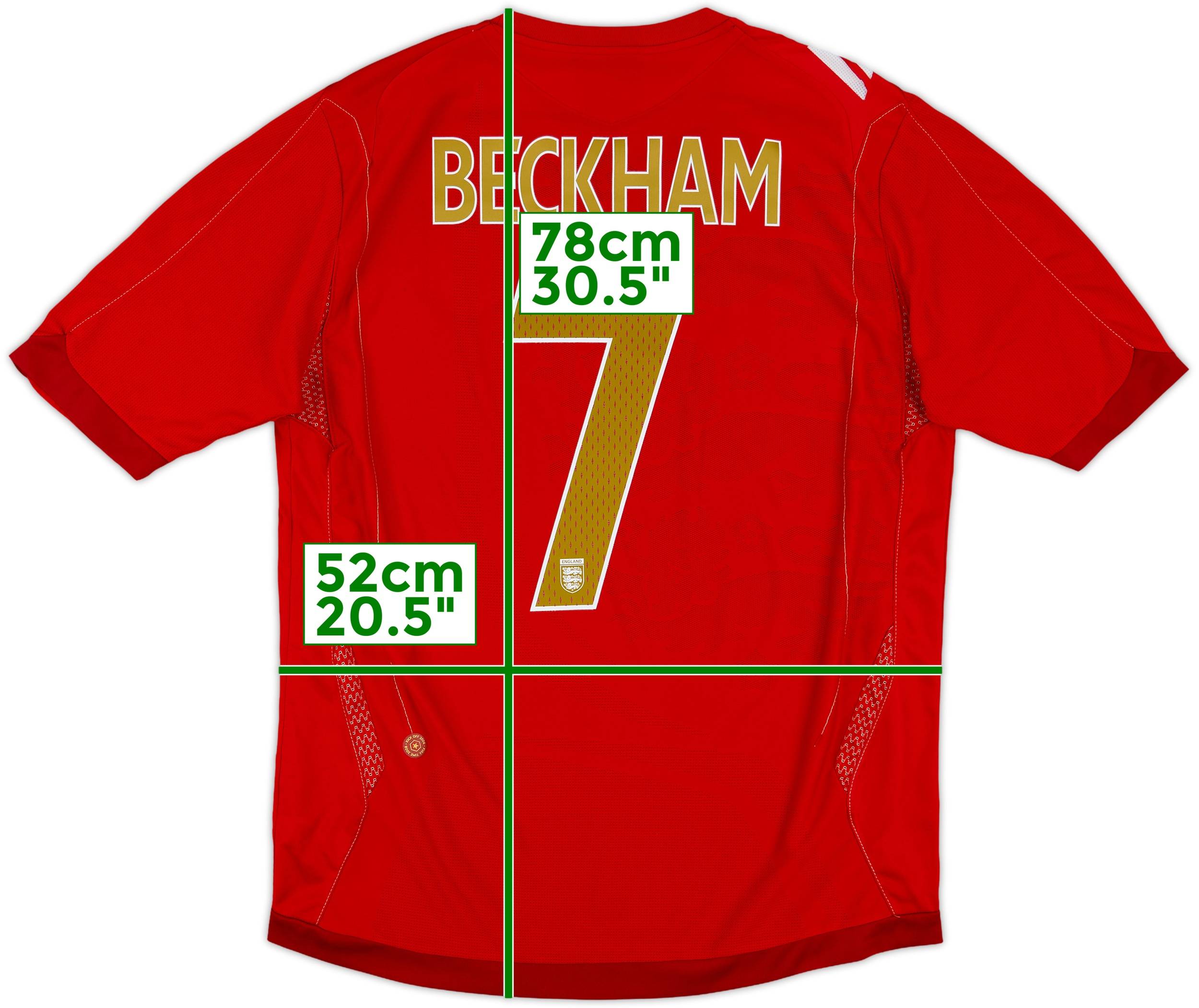 2006-08 England Away Shirt Beckham #7 - 5/10 - (L)