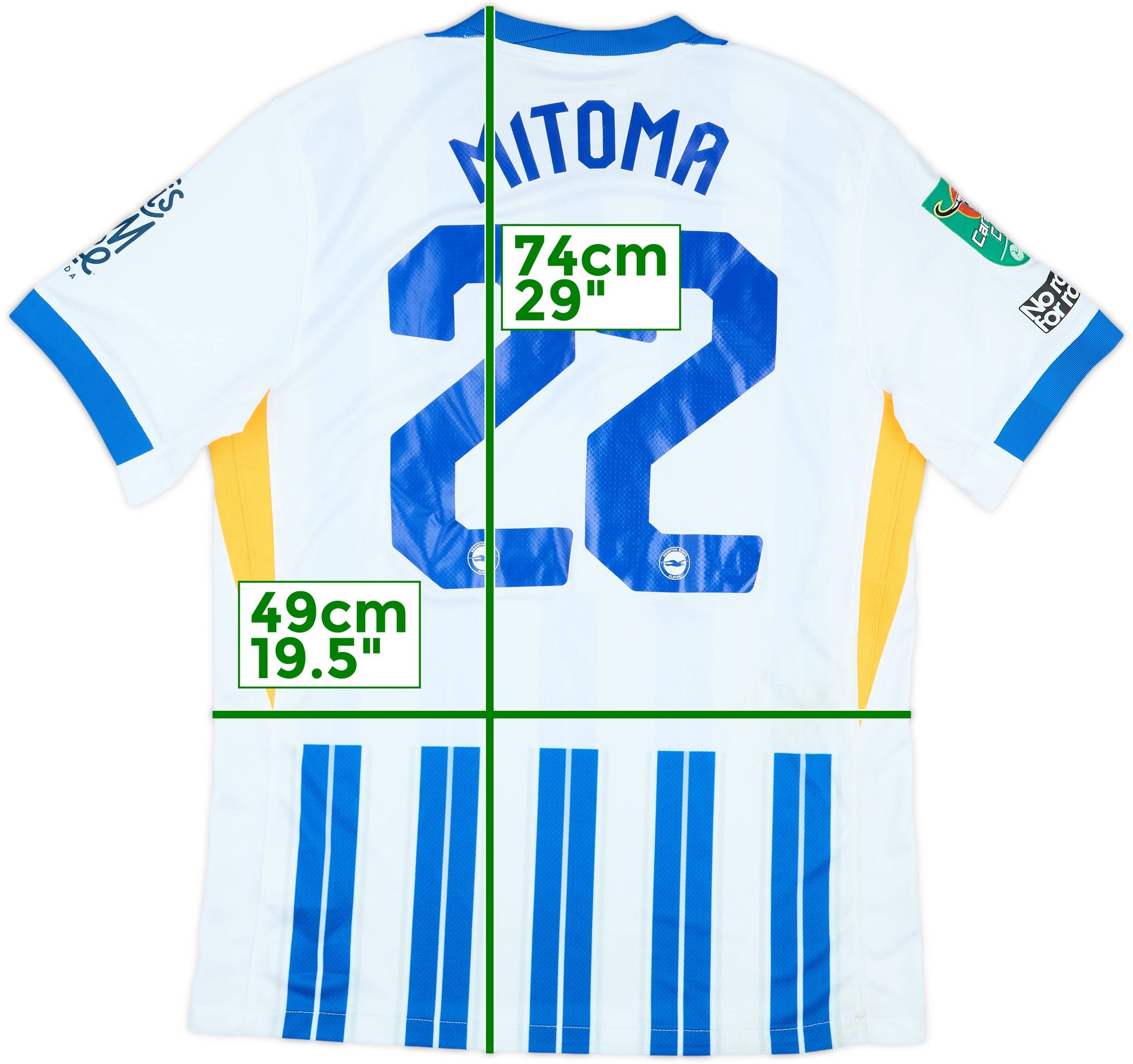 Brighton & Hove Albion Mitoma 22番シャツ 2024-25 Brighton Match Worn Carabao Cup Home Shirt Mitoma #22