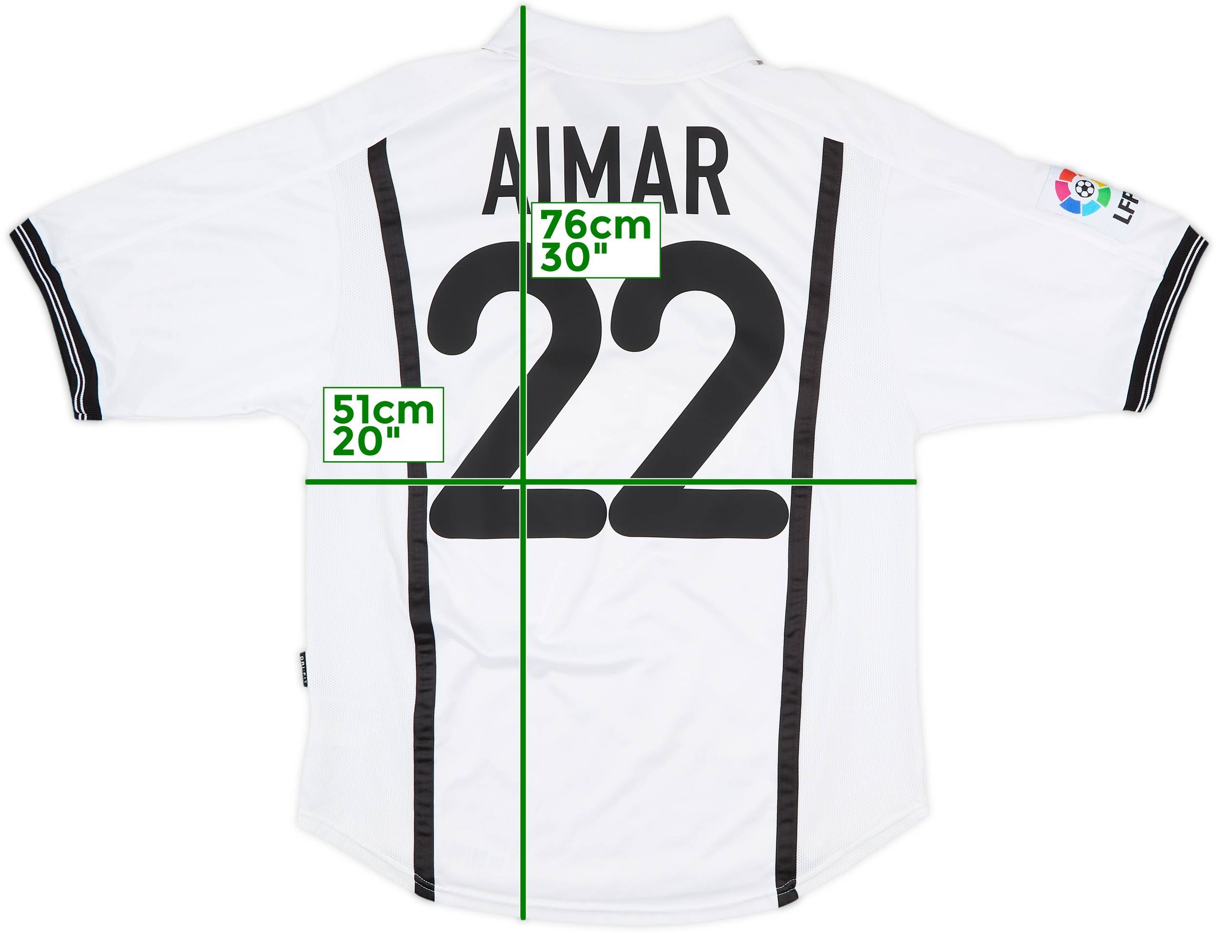 2000-01 Valencia Home Shirt Aimar #22 - 8/10 - (L)