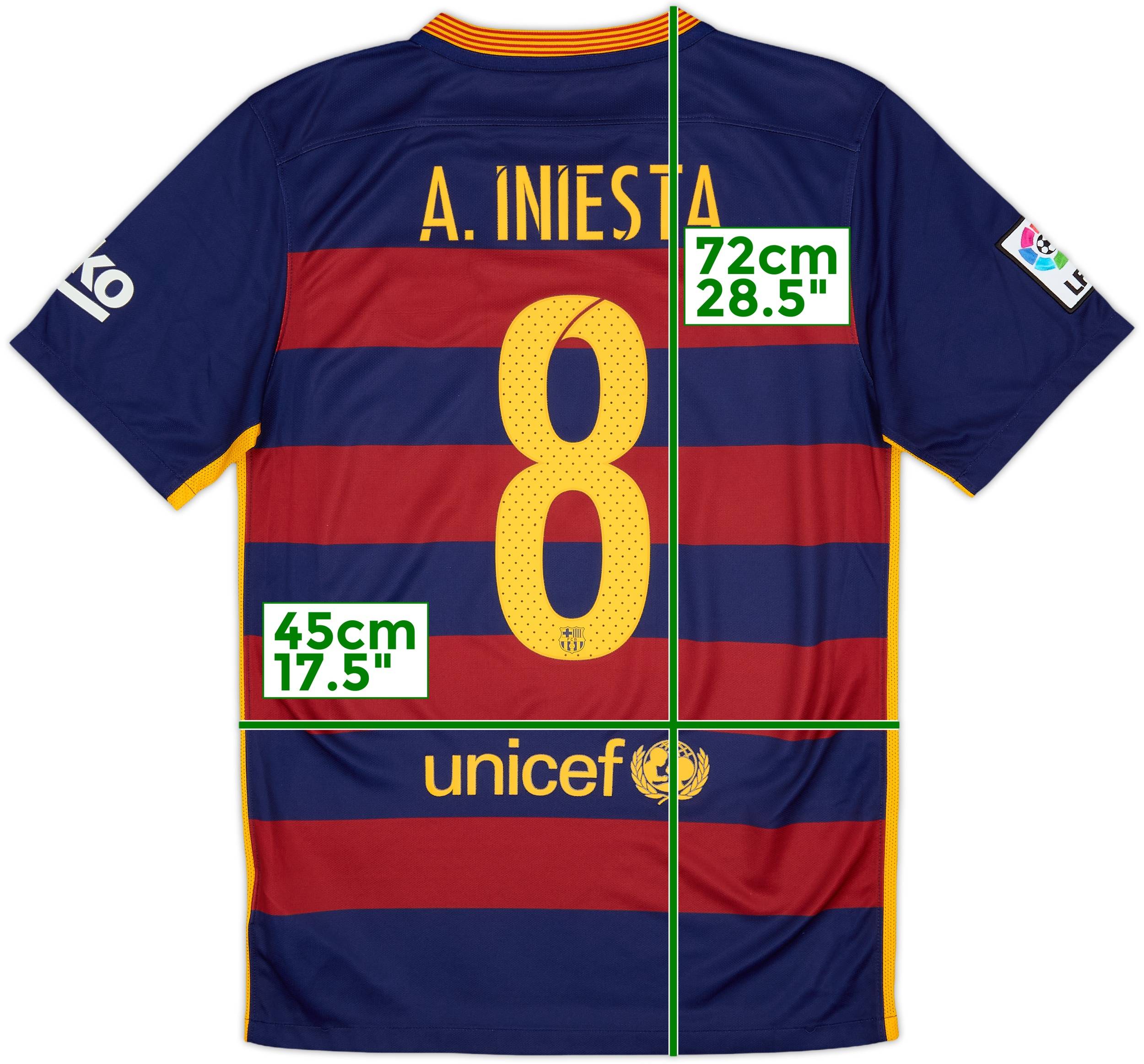 2015-16 Barcelona Home Shirt A.Iniesta #8 - 8/10 - (S)