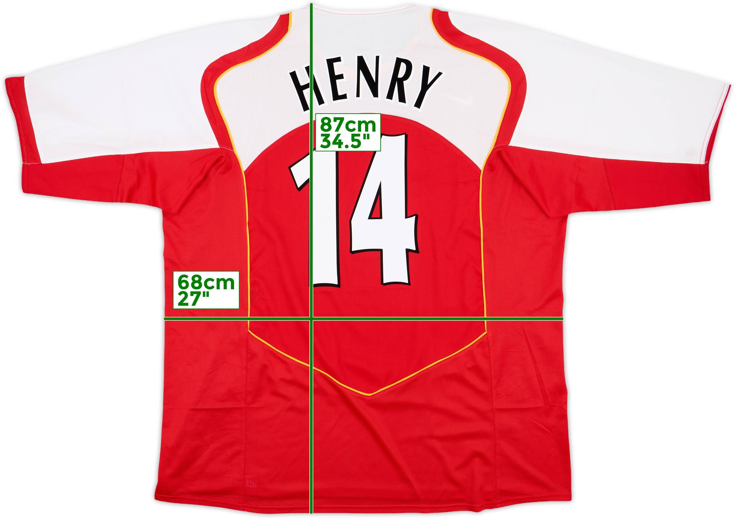 03/04 アーセナル ホーム　No.14 HENRY 2004-05 Arsenal Home Shirt Henry #14 - 8/10 - (3XL)
