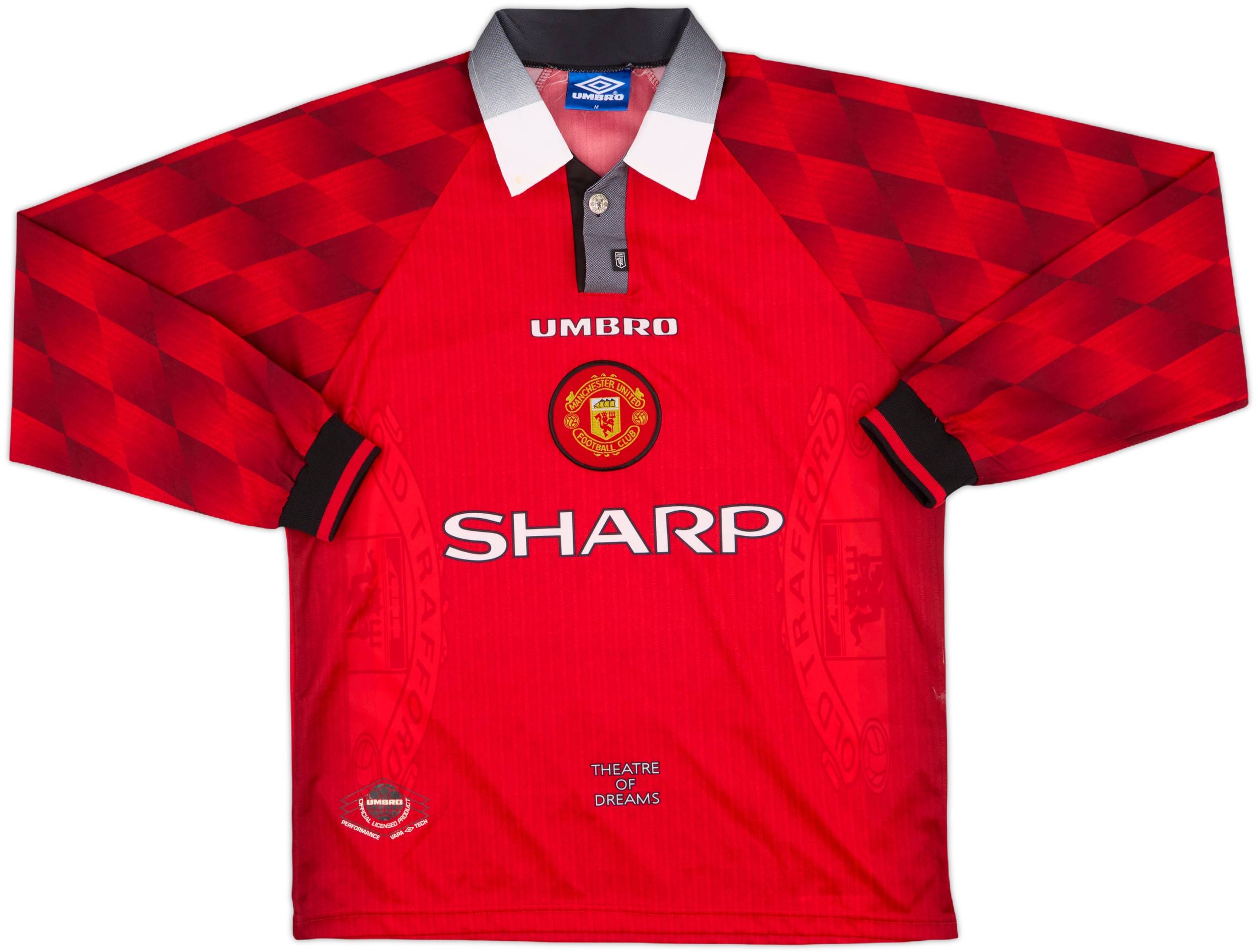 1996-98 Manchester United Home L/S Shirt Cantona #7 - 8/10 - (M)