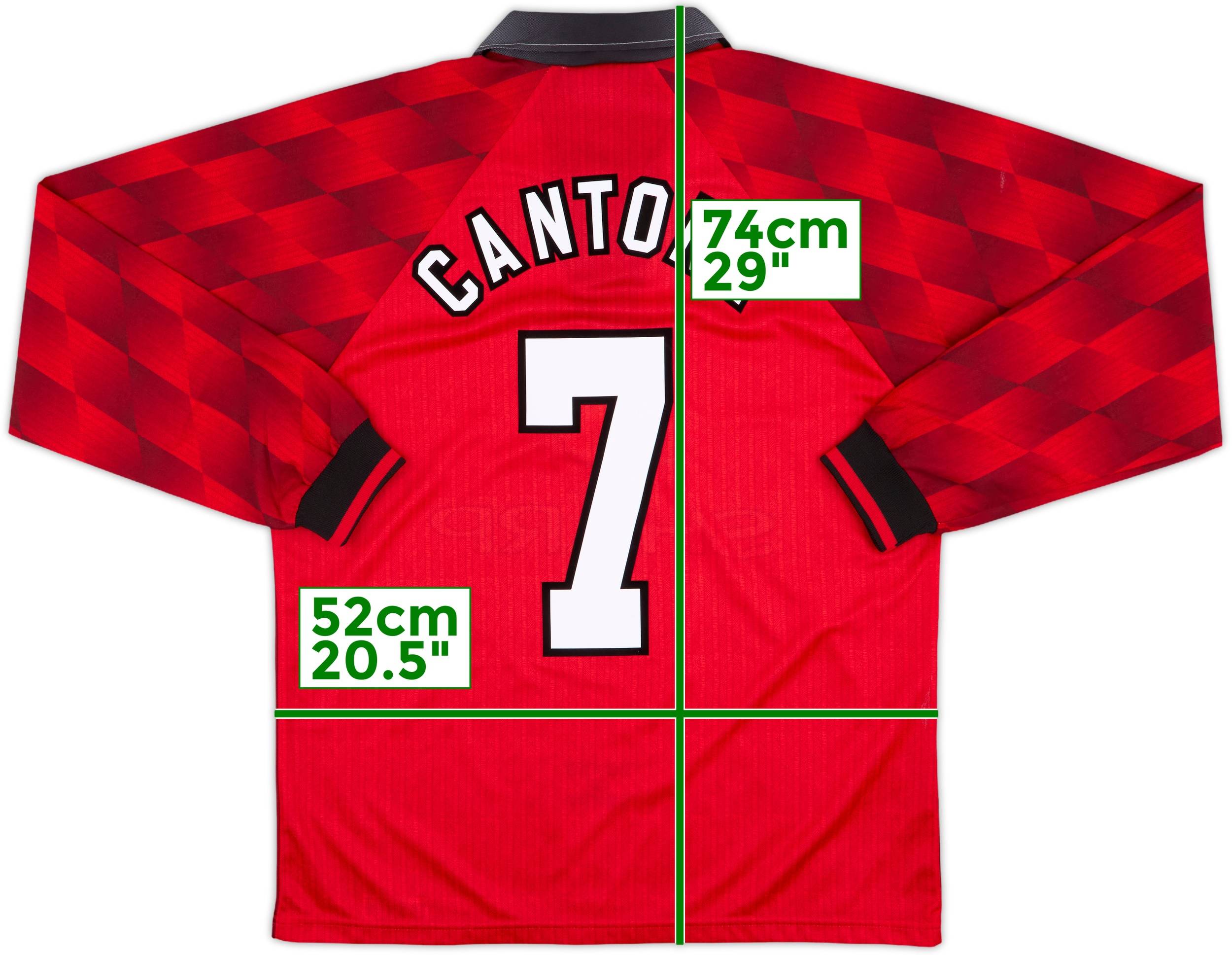 【96/98 マンチェスター ユナイテッド  L/S カントナ #7】 1996-98 Manchester United Home L/S Shirt Cantona #7 - 8/10 - (M)