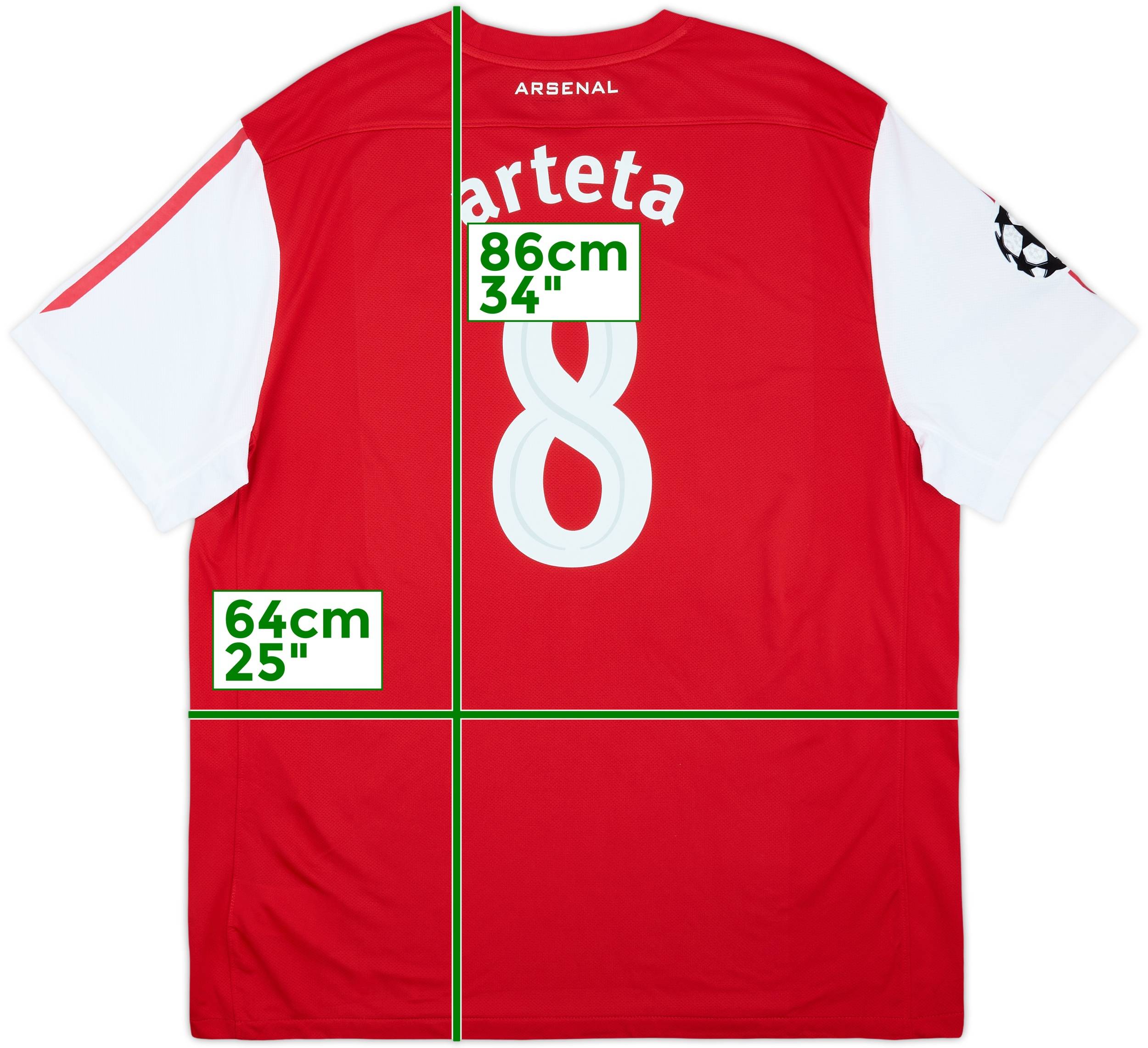 2011-12 Arsenal Home Shirt Arteta #8 - 9/10 - (XXL)