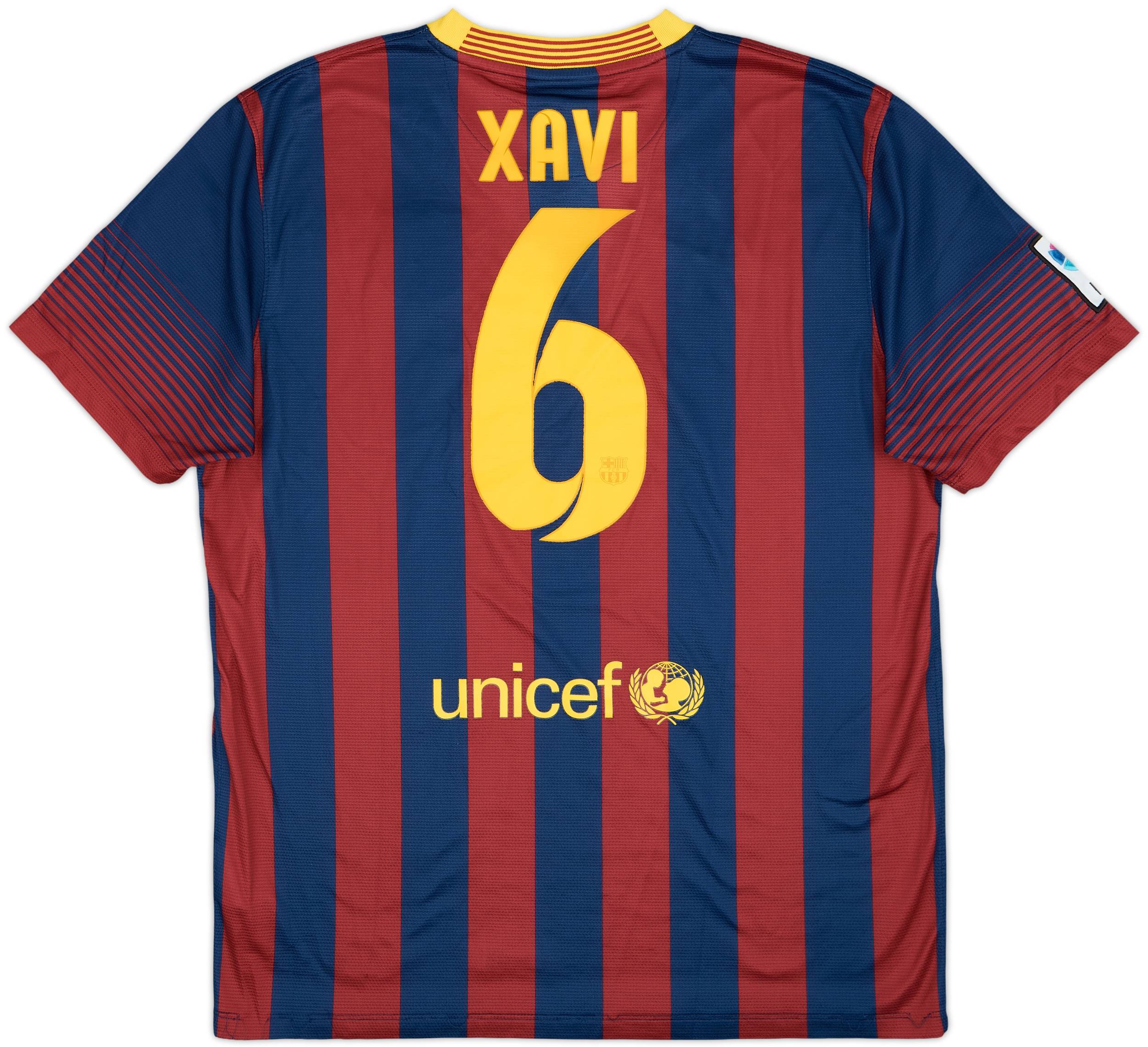 2013-14 Barcelona Home Shirt Xavi #6 - 6/10 - (L)