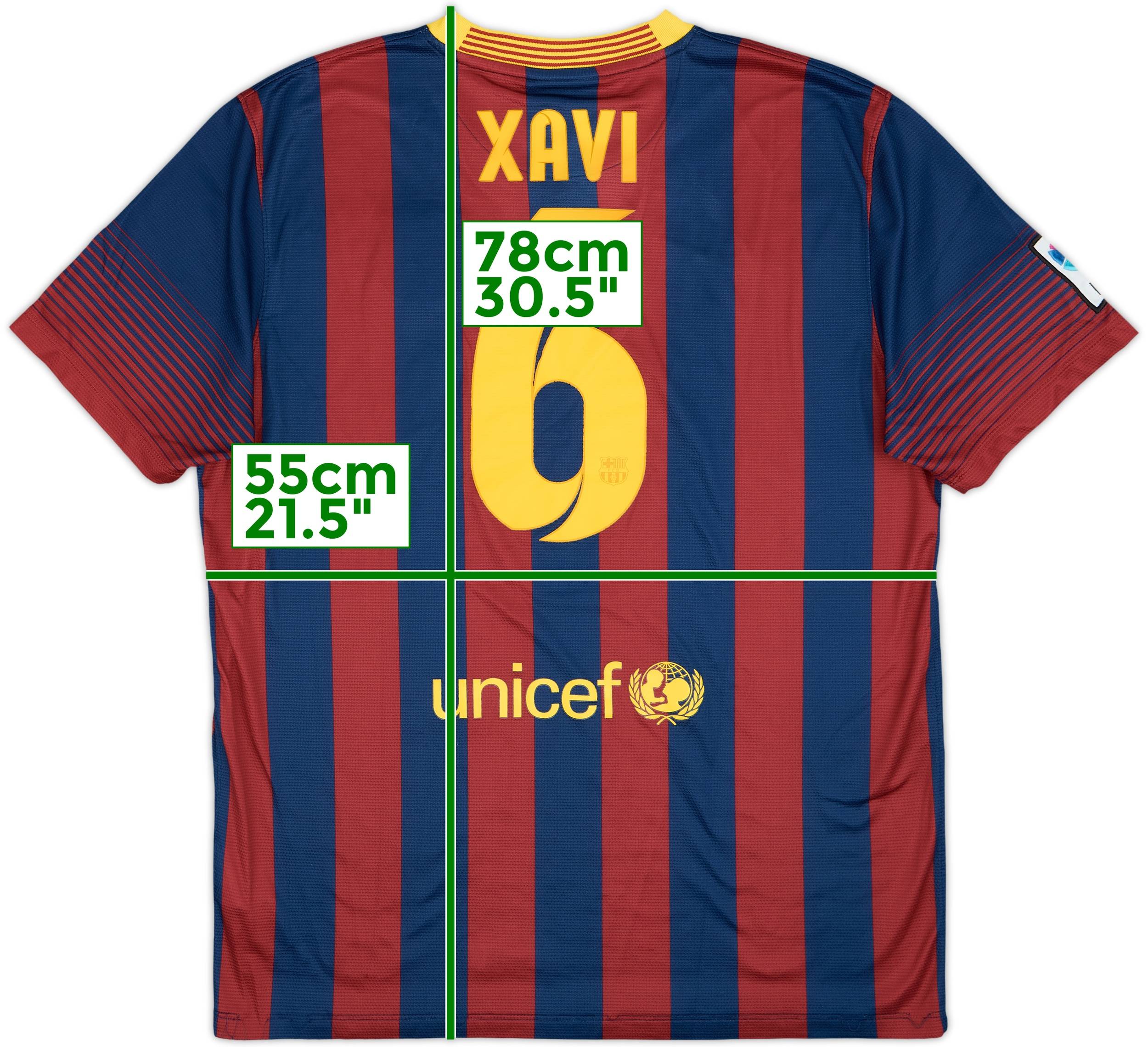 2013-14 Barcelona Home Shirt Xavi #6 - 6/10 - (L)