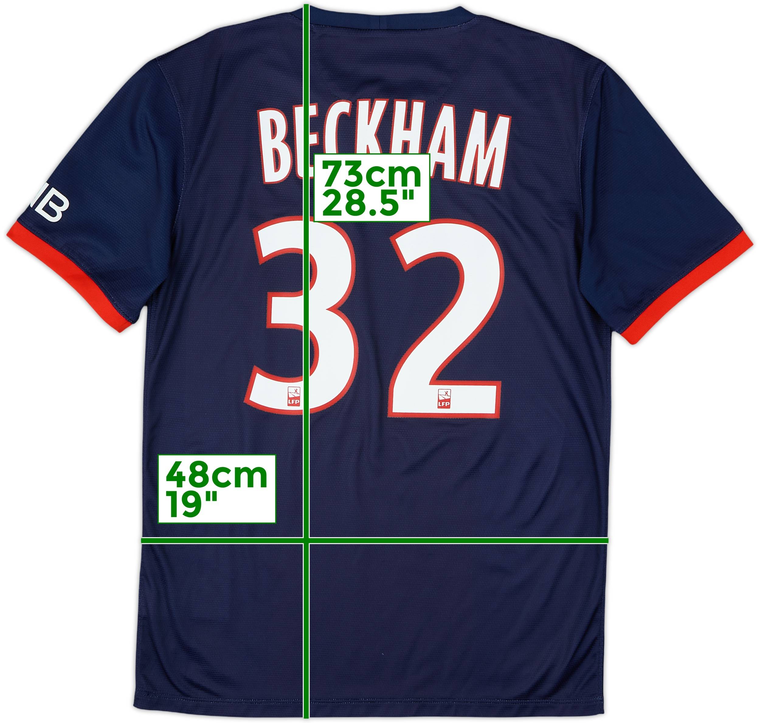 2013-14 Paris Saint-Germain Home Shirt Beckham #32 - 8/10 - (S)