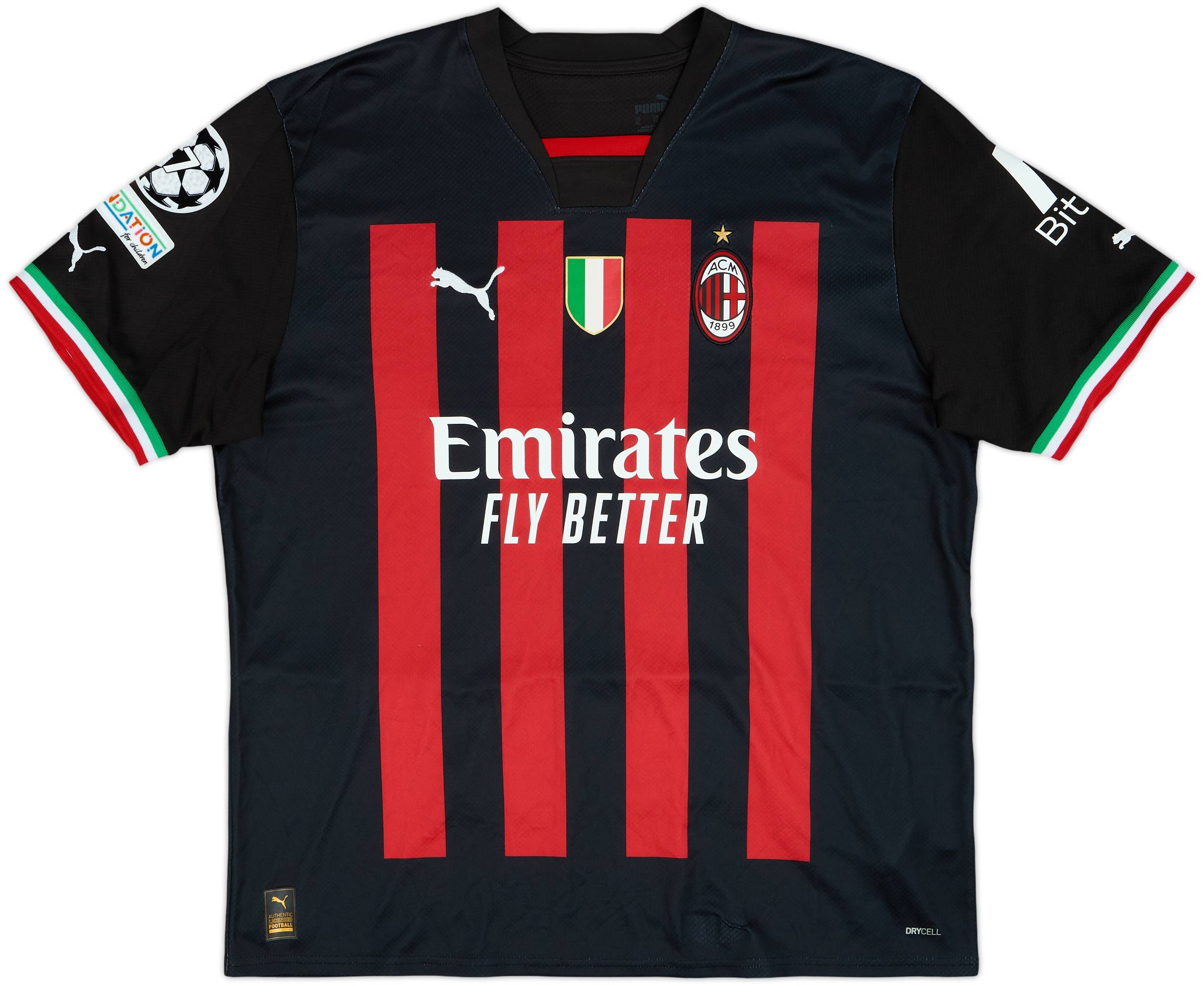 ラファエルレオン AC Milan オーセンティック 2022-23 AC Milan Home Shirt R.Leao #17 - 9/10 - (XL)