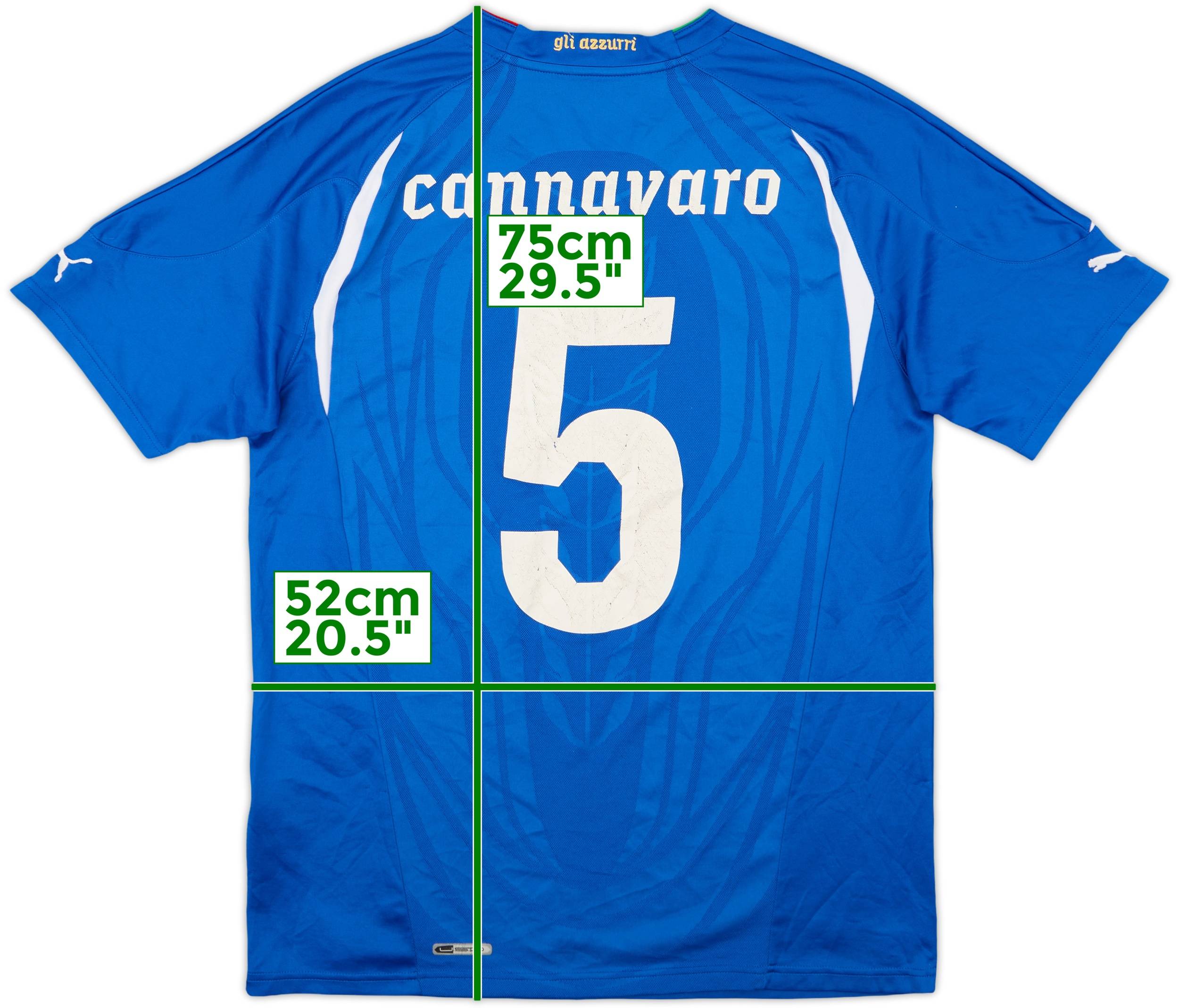 ウェア ITALIA #4 CANNAVARO 2010-12 Italy Home Shirt Cannavaro #5 - 5/10 - (L)