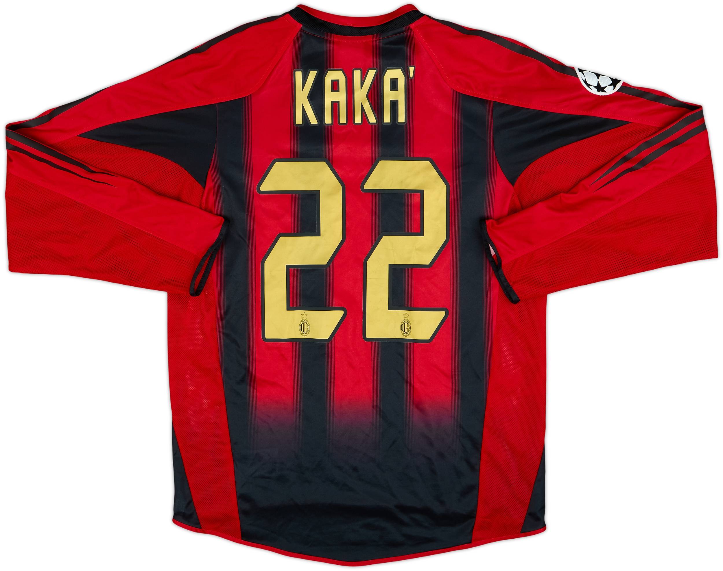 ACミラン KAKA' 22番 シャツ 2004-05 AC Milan Home L/S Shirt Kaka #22 - 8/10 - (S)