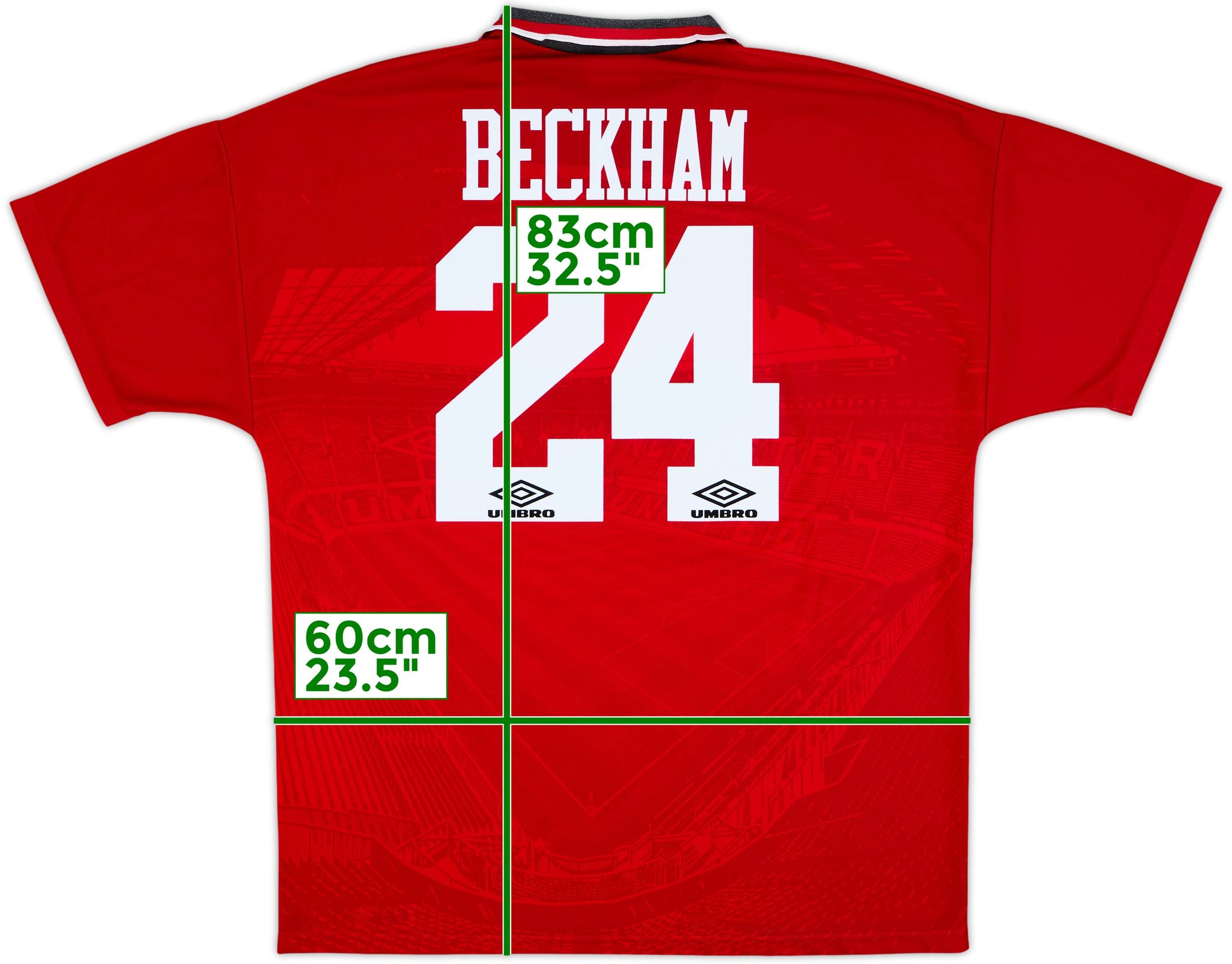 1994-96 Manchester United Home Shirt Beckham #24 - 8/10 - (XL)