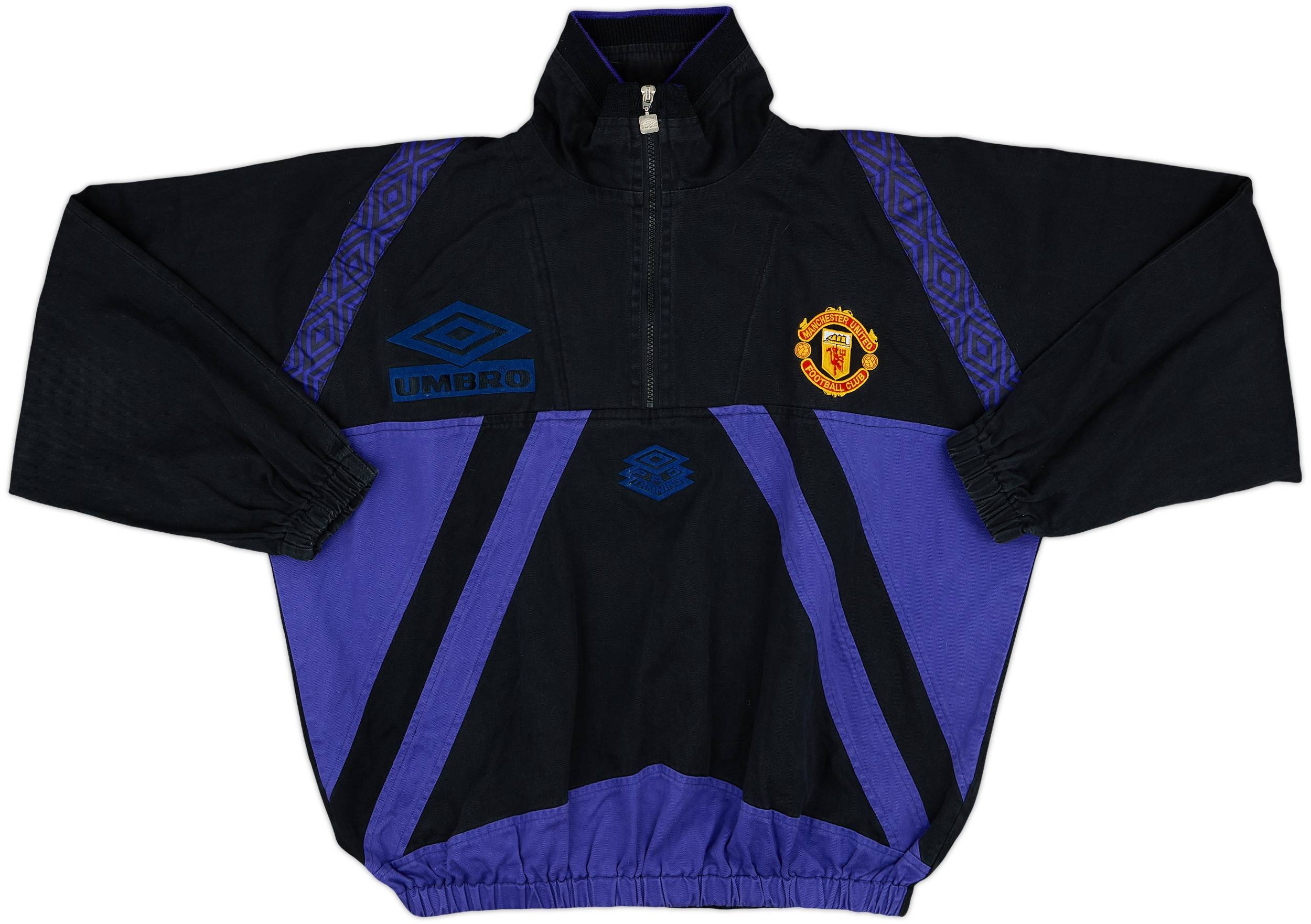 1996-97 Manchester United Umbro 1/4 Zip Drill Top - 8/10 - (XL)