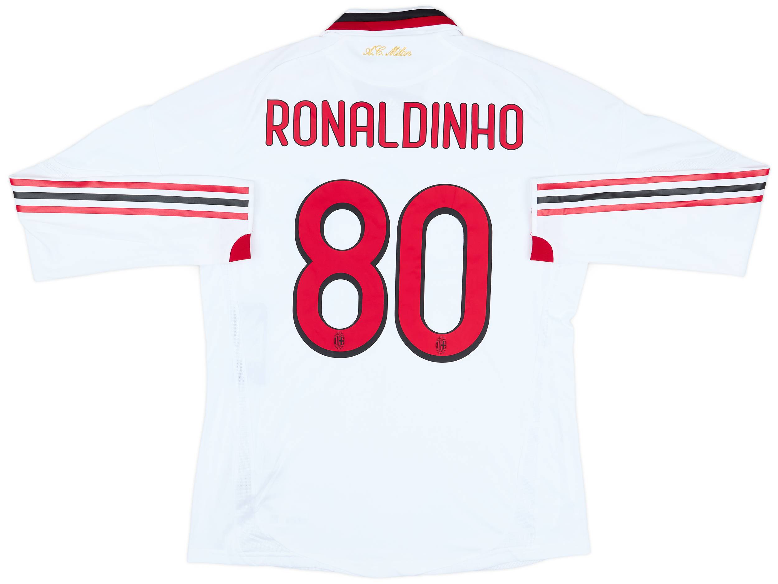 2009-10 AC Milan Player Issue Away L/S Shirt Ronaldinho #80 (L)
