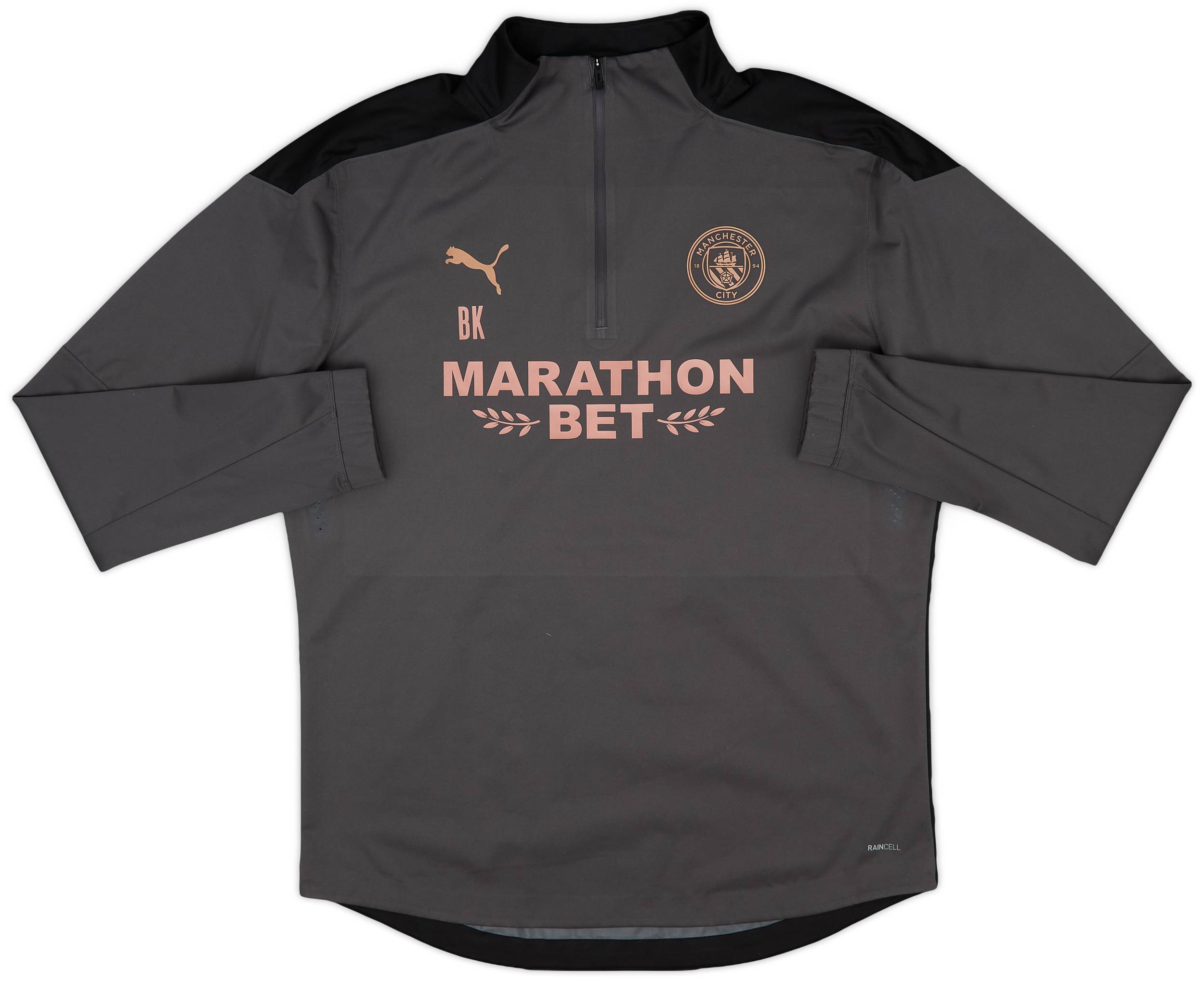 2019-20 Manchester City Staff Issue Puma 1/4 Zip Rain Jacket BK - 10/10 - (XL)