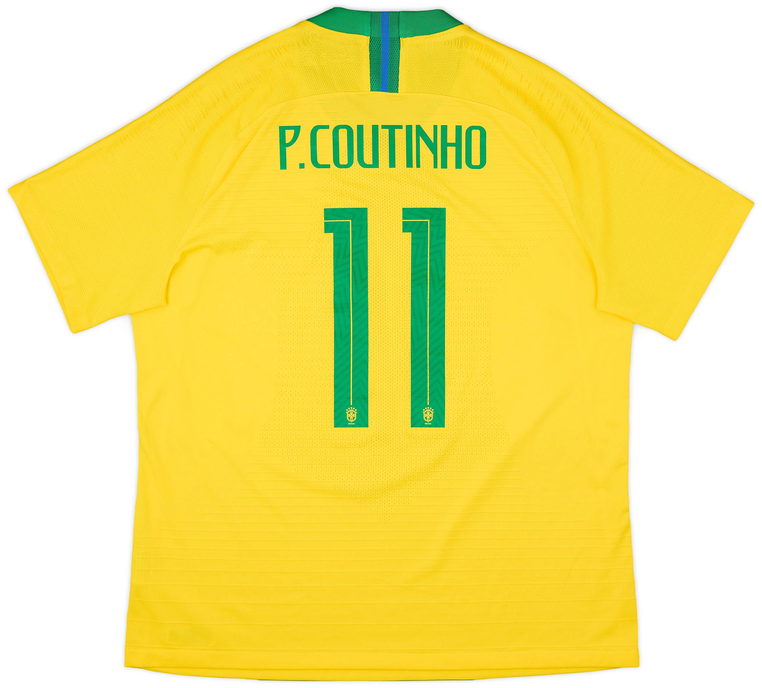 2018-19 Brazil Authentic Home Shirt P. Coutinho #11 - 7/10 - (XL)