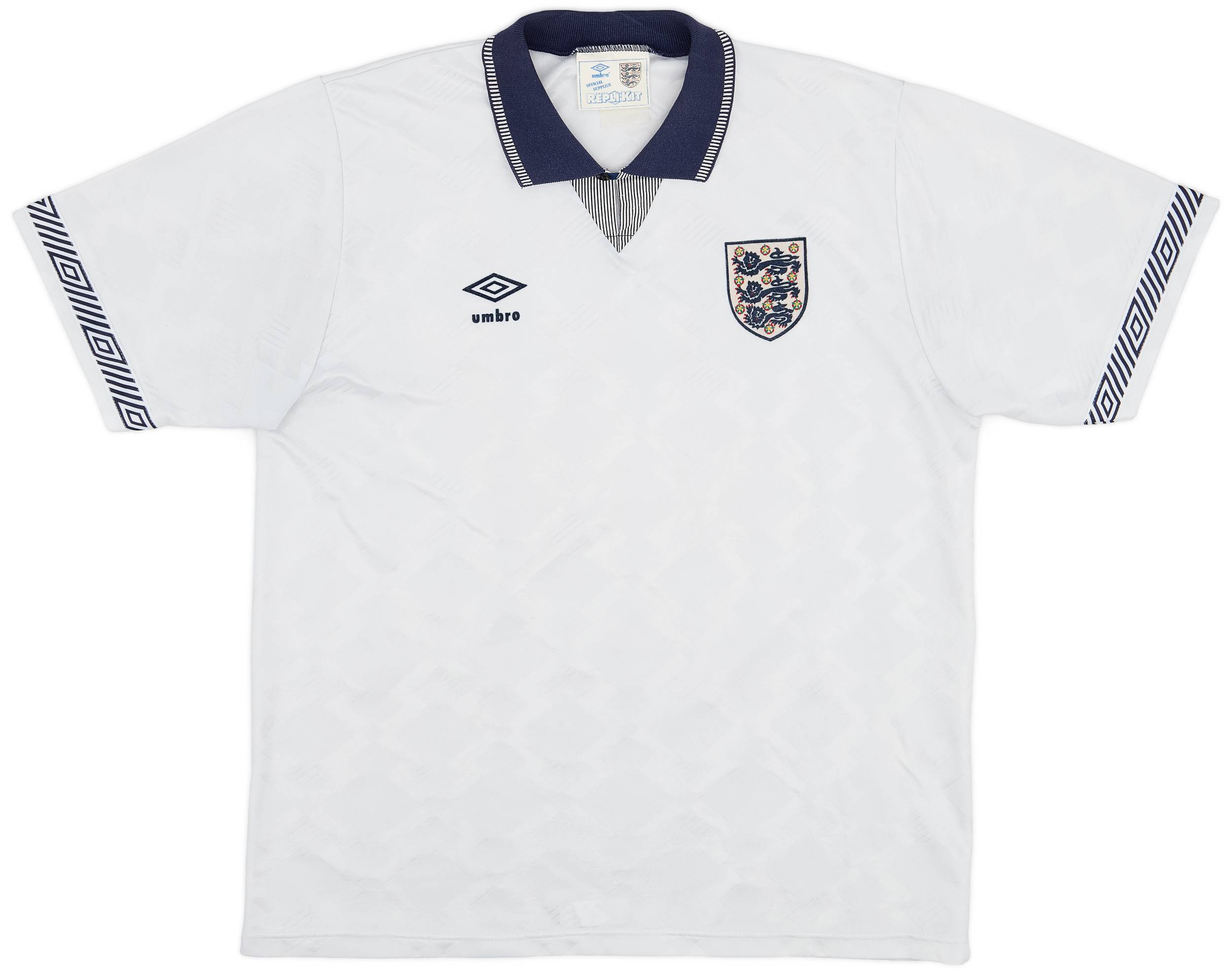 1990-92 England Home Shirt #19 (Gascoigne) - 7/10 - (XL)