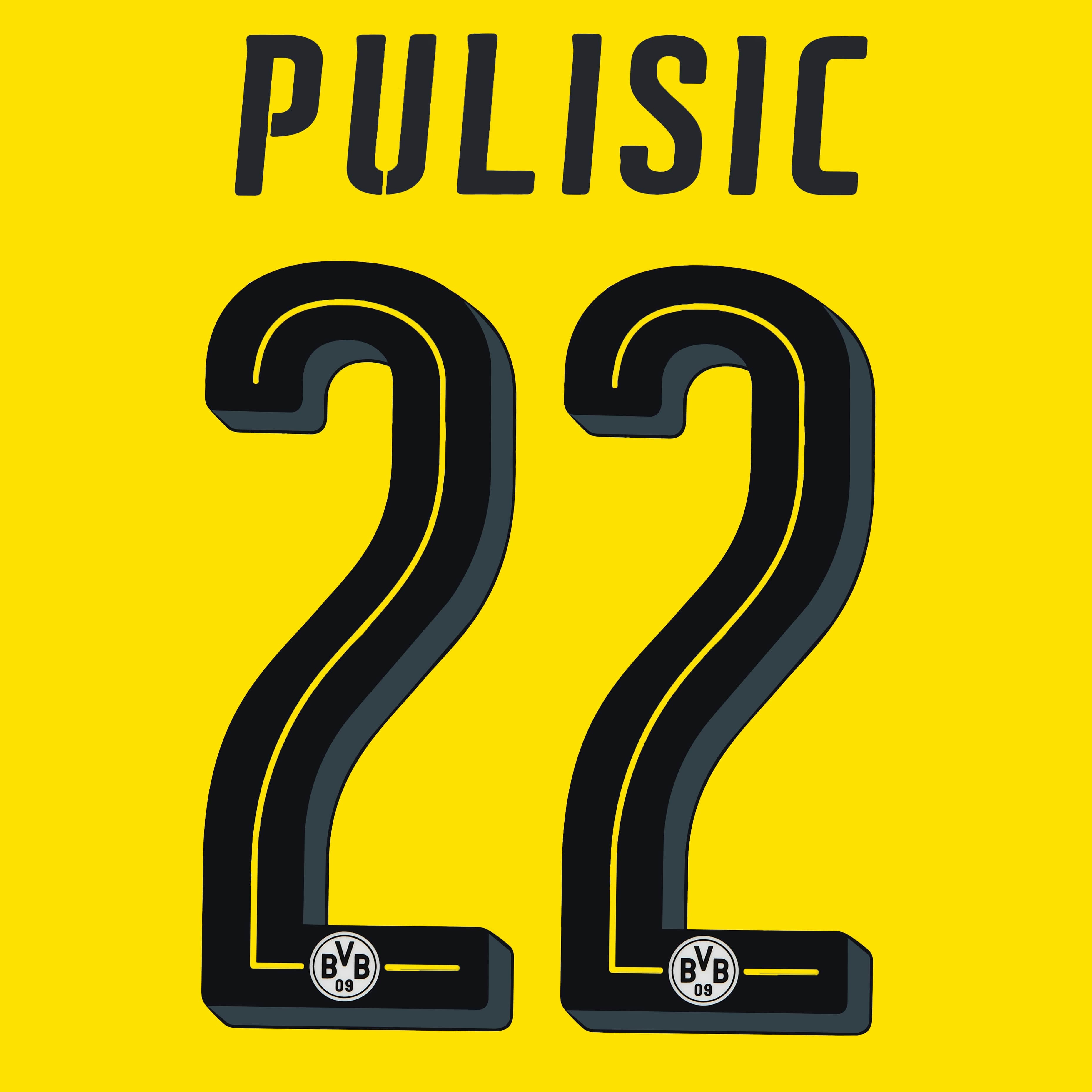 2016-18 Borussia Dortmund Home Pulisic #22 Name Set