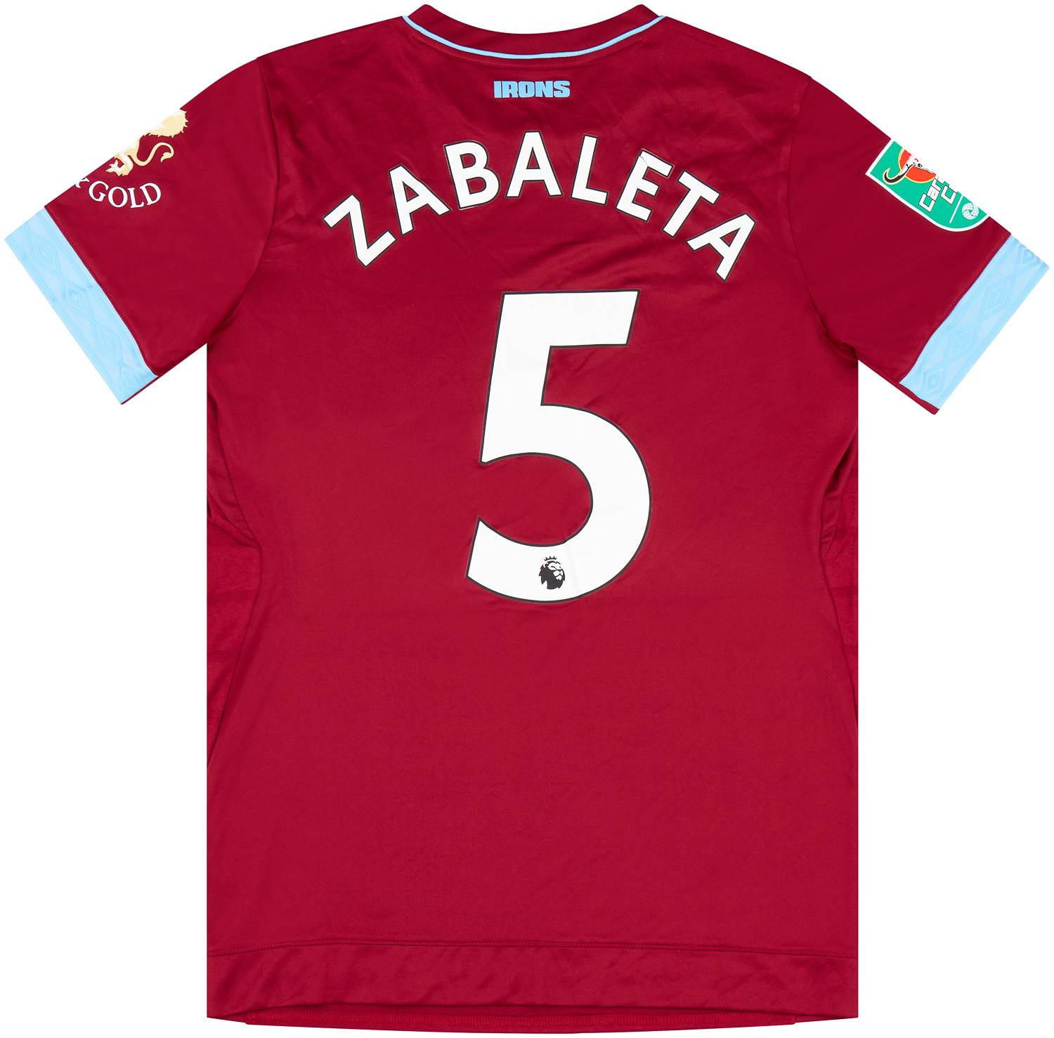 2018-19 West Ham United Match Issue Carabao Cup Home Shirt Zabaleta #5