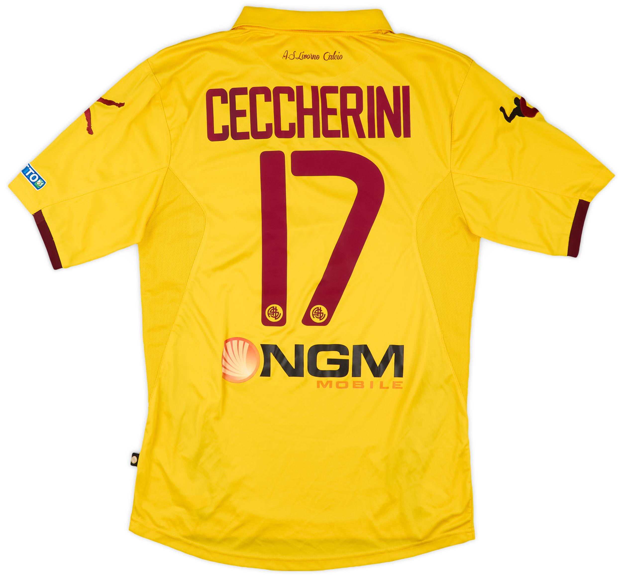 2014-15 Livorno Match Worn Third Shirt Ceccherini #17