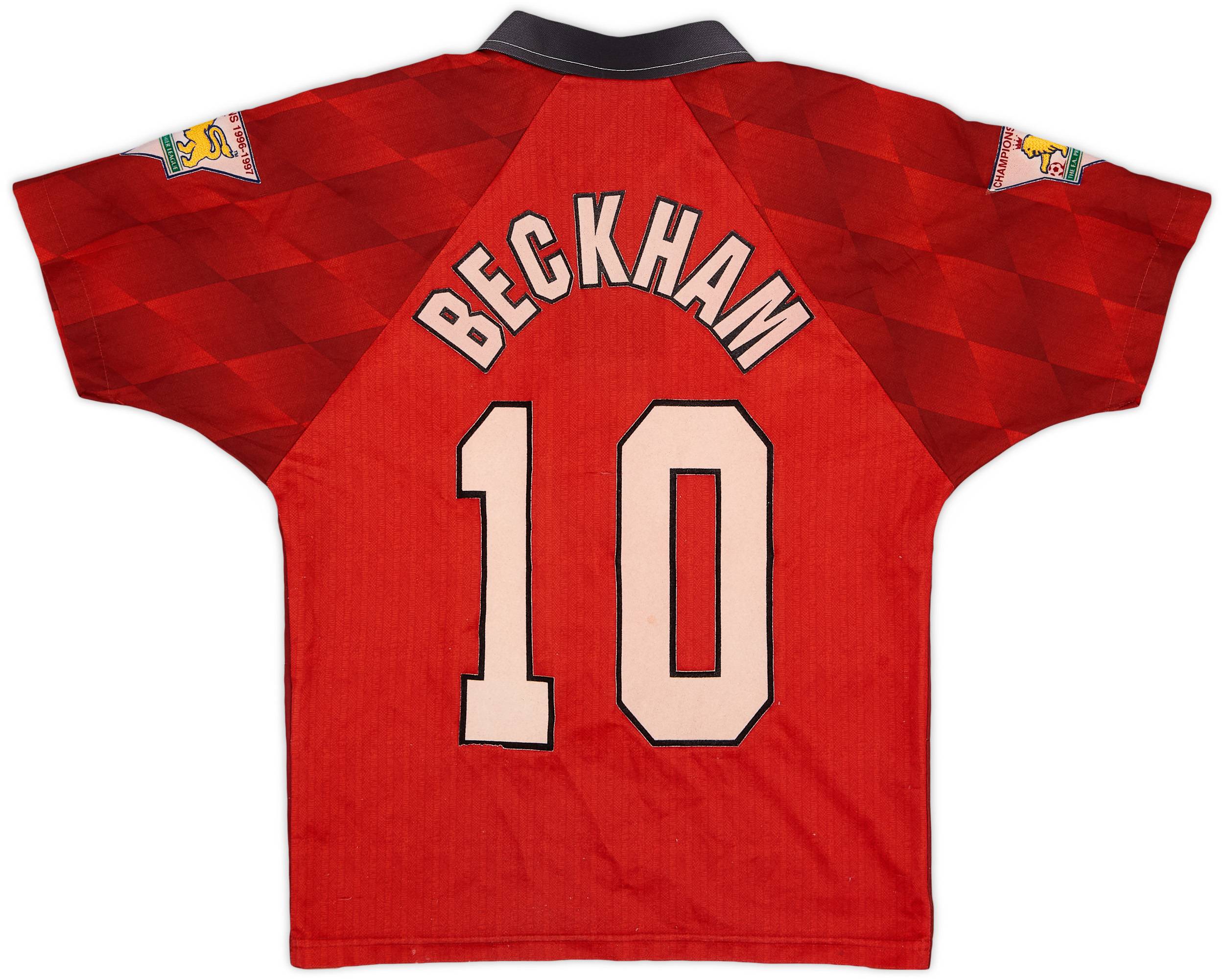 1996-98 Manchester United Home Shirt Beckham #10 - 6/10 - (L.Boys)