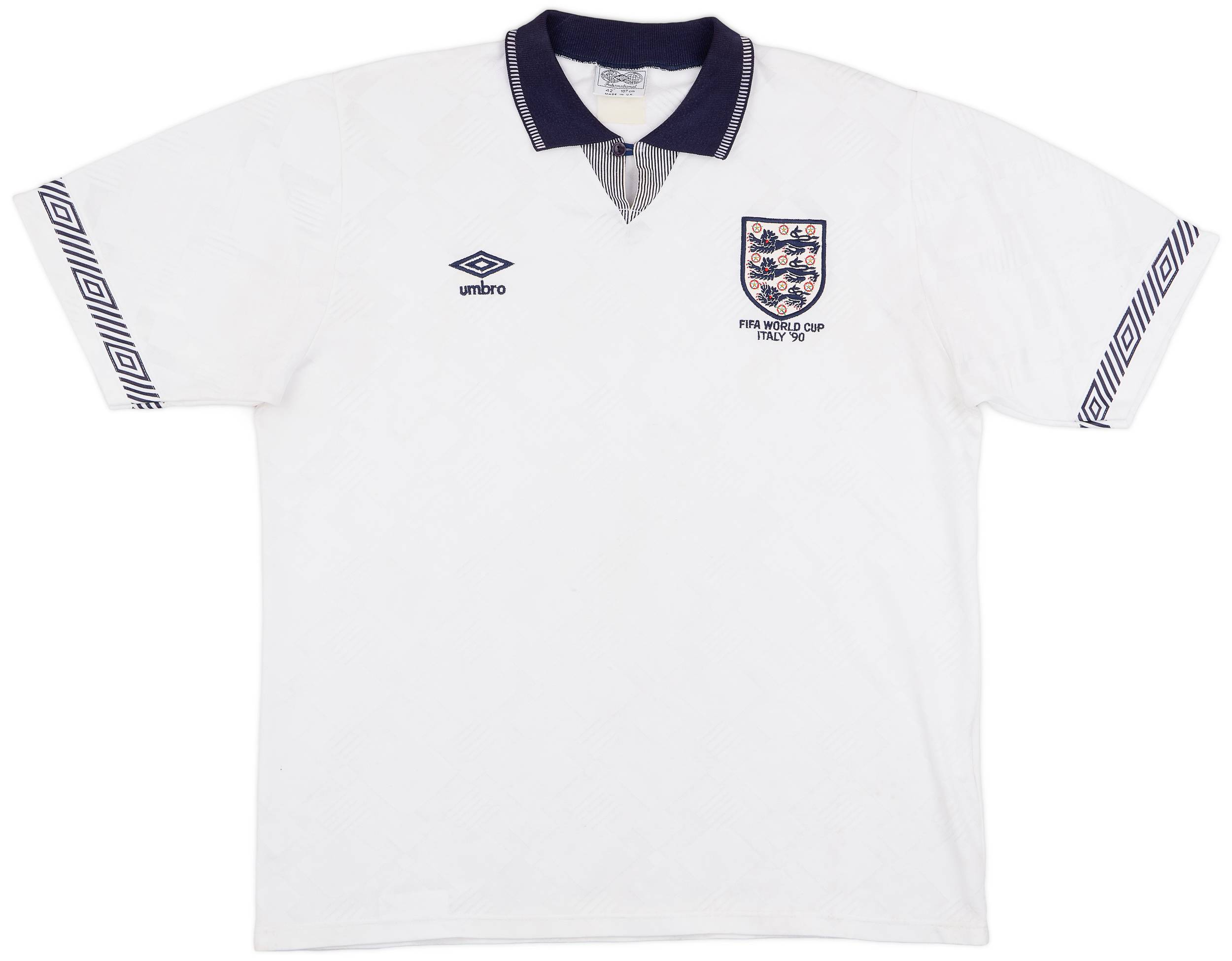 1990-92 England 'World Cup' Home Shirt - 7/10 - (L)