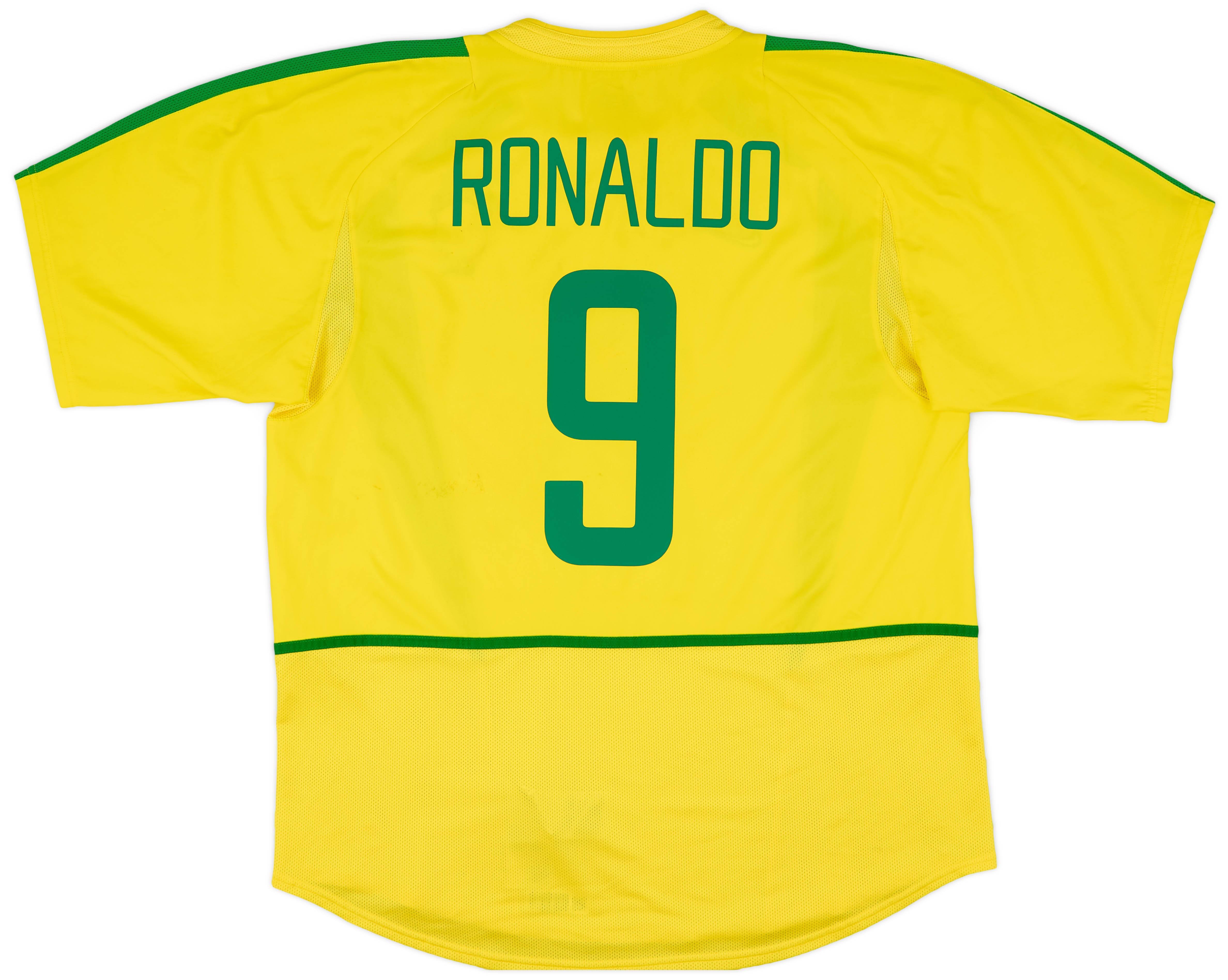 2002-04 Brazil Home Shirt Ronaldo #9 - 7/10 - (XL)