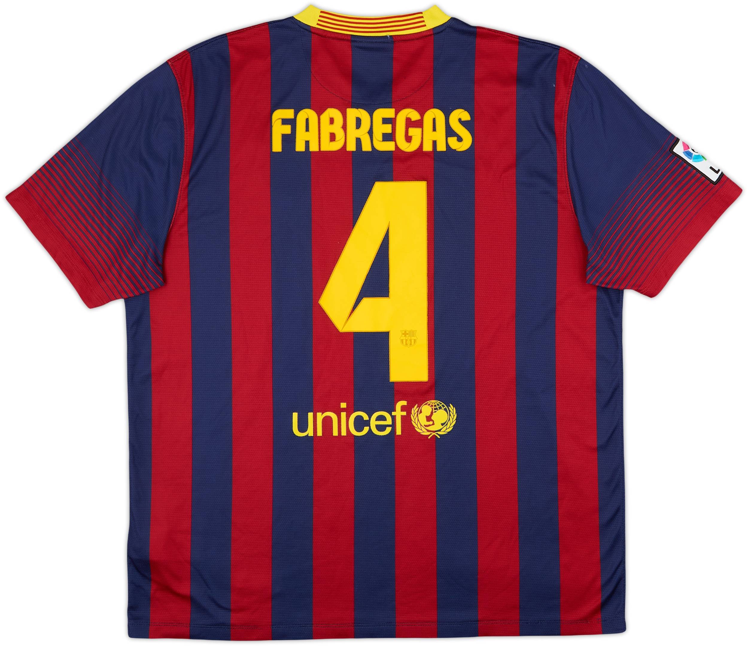 2013-14 Barcelona Home Shirt Fabregas #4 - 6/10 - (XL)