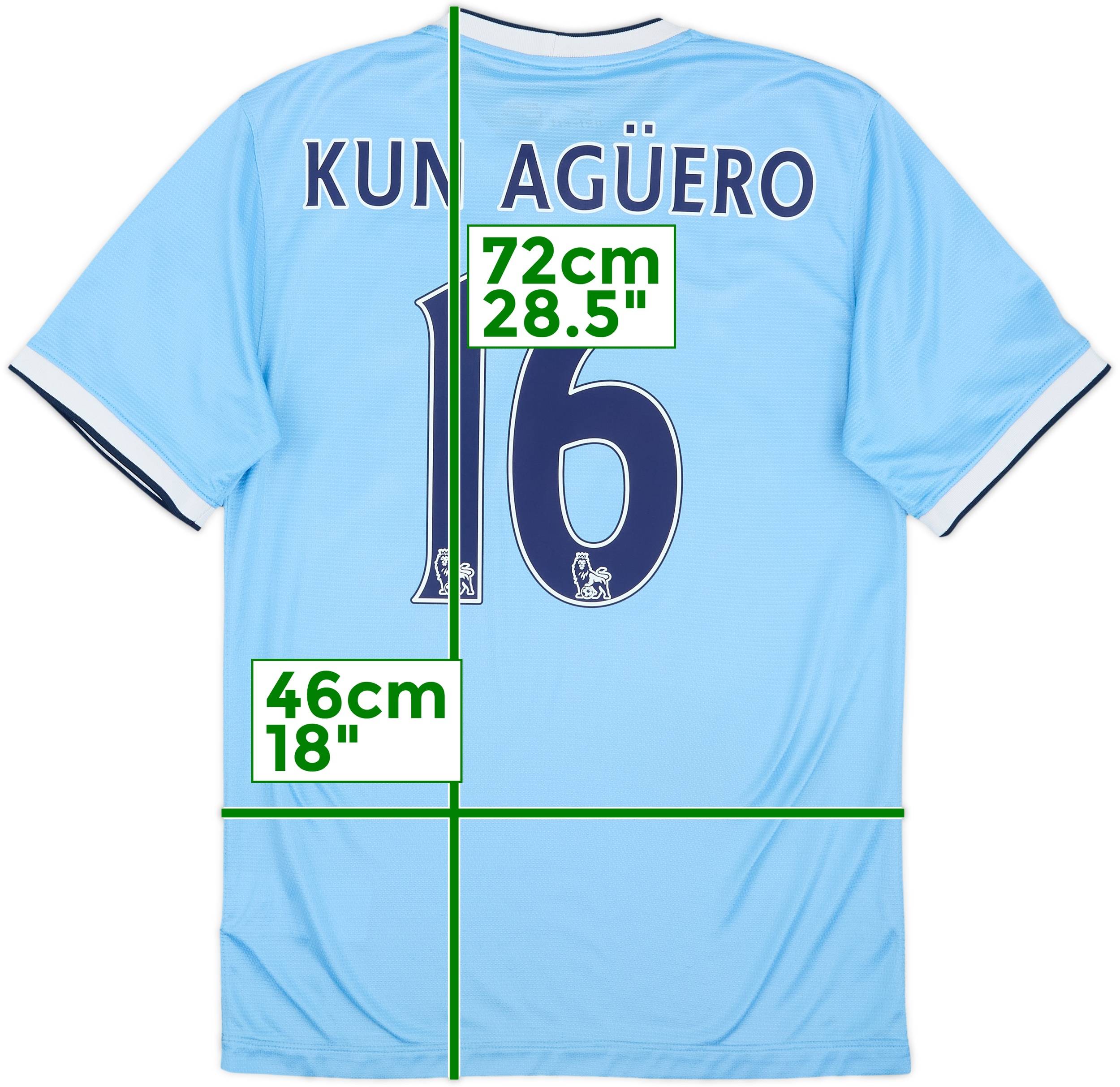 2013-14 Manchester City Home Shirt Kun Aguero #16 - 7/10 - (S)