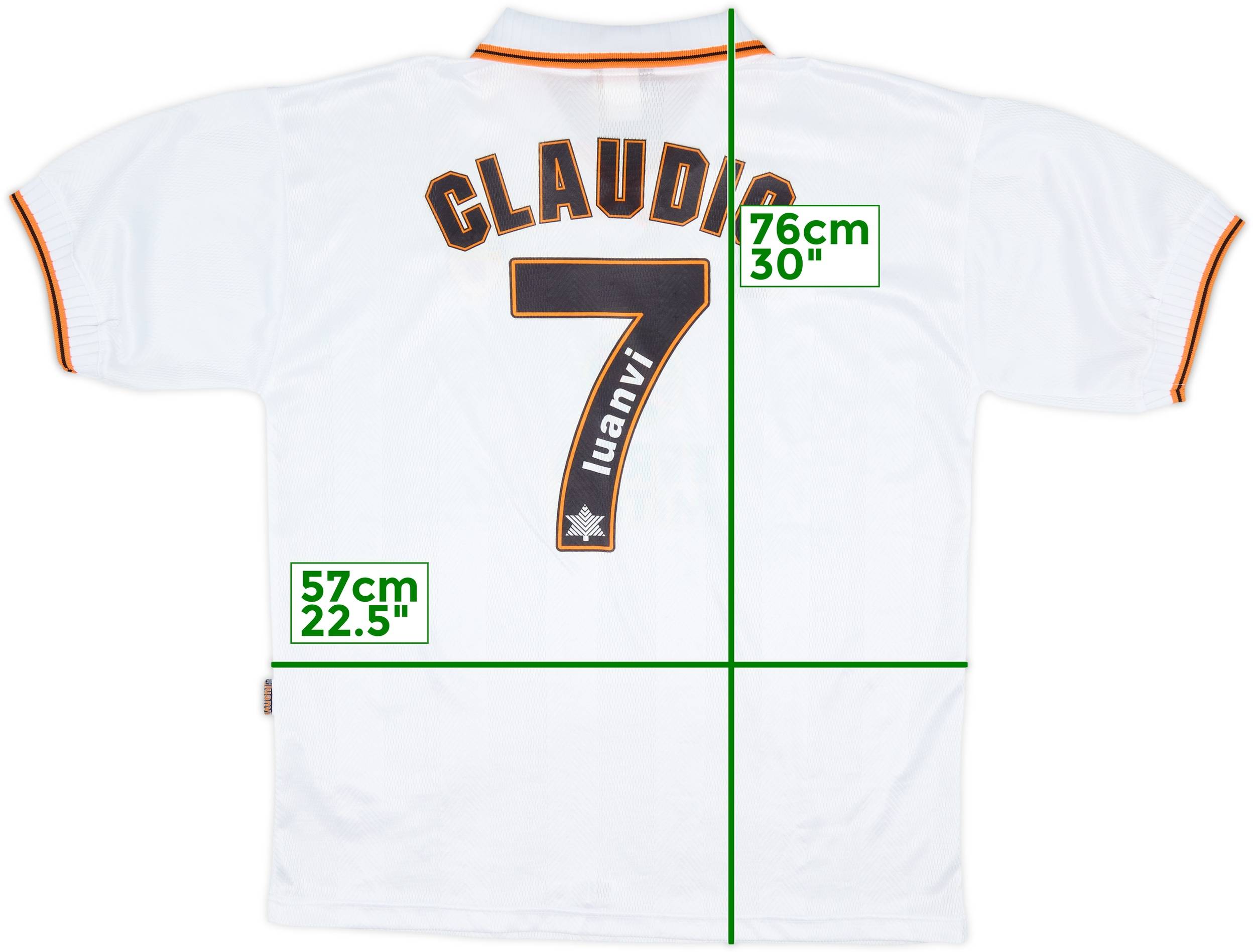 1998-99 Valencia Home Shirt Claudio #7 - 9/10 - (XL)