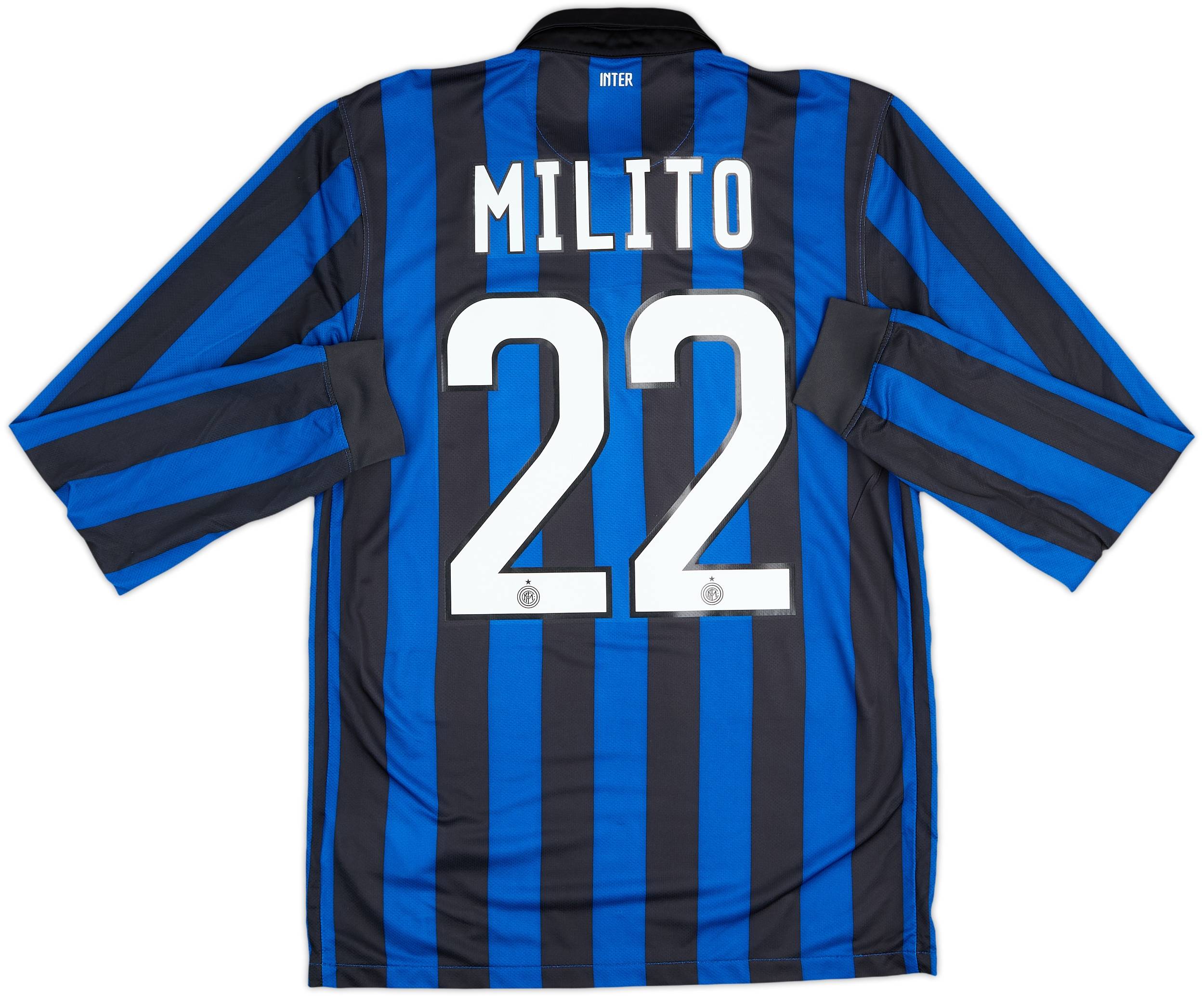 NIKE Inter Milan MILITO 22 長袖 ユニフォーム 2011-12 Inter Milan Home L/S Shirt Milito #22 - 8/10 - (S)