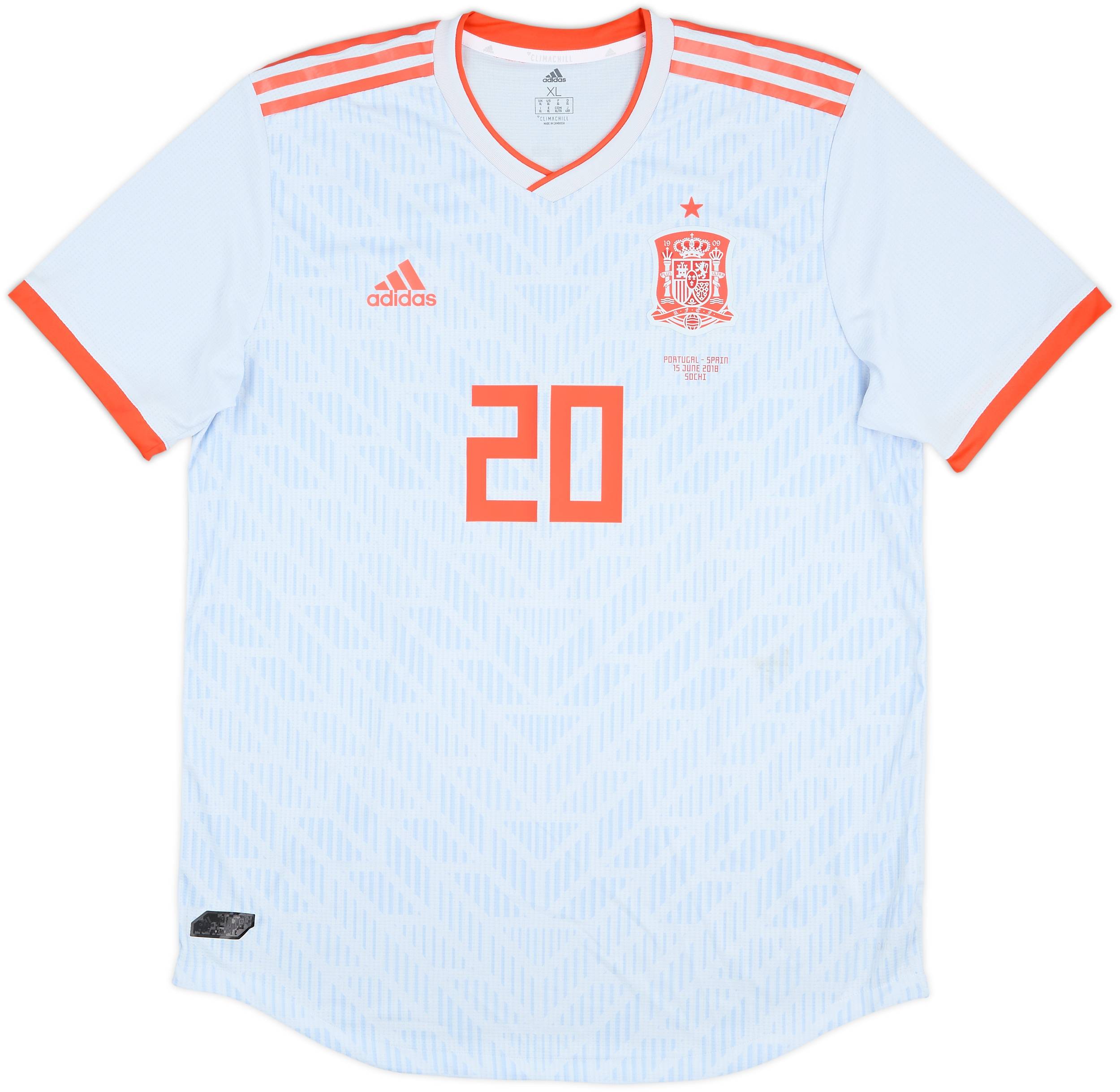 2018 Spain Authentic Away Shirt M.Asensio #20 - 7/10 - (XL)