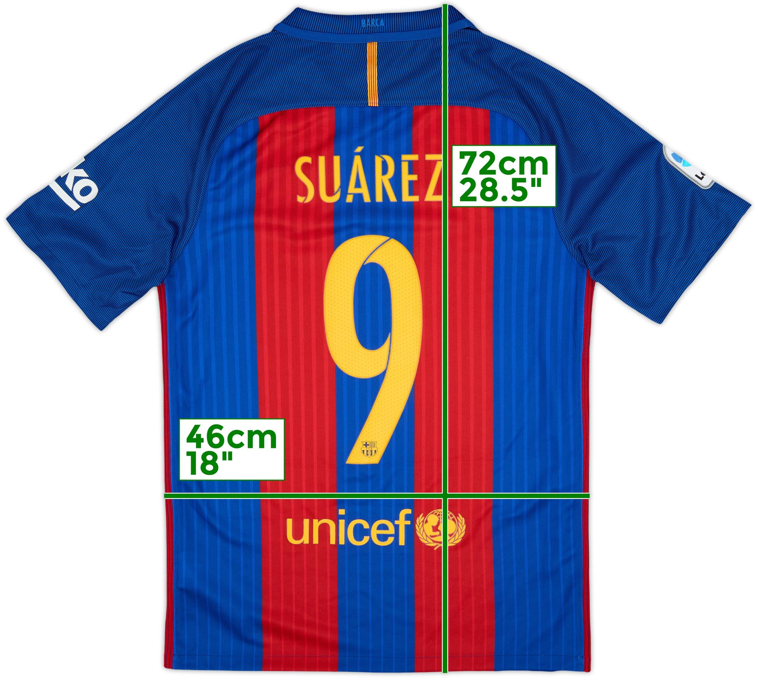 2016-17 Barcelona Home Shirt Suarez #9 - 10/10 - (S)
