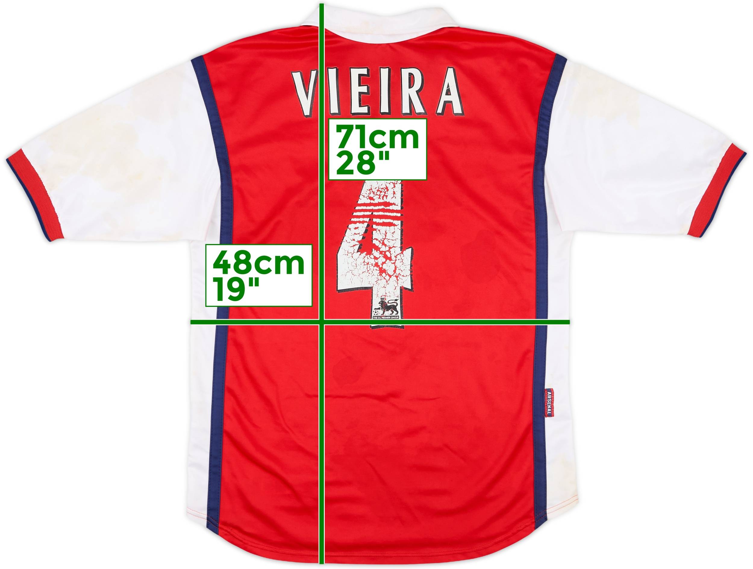 1998-99 Arsenal Home Shirt Viera #4 - 4/10 - (XL.Boys)