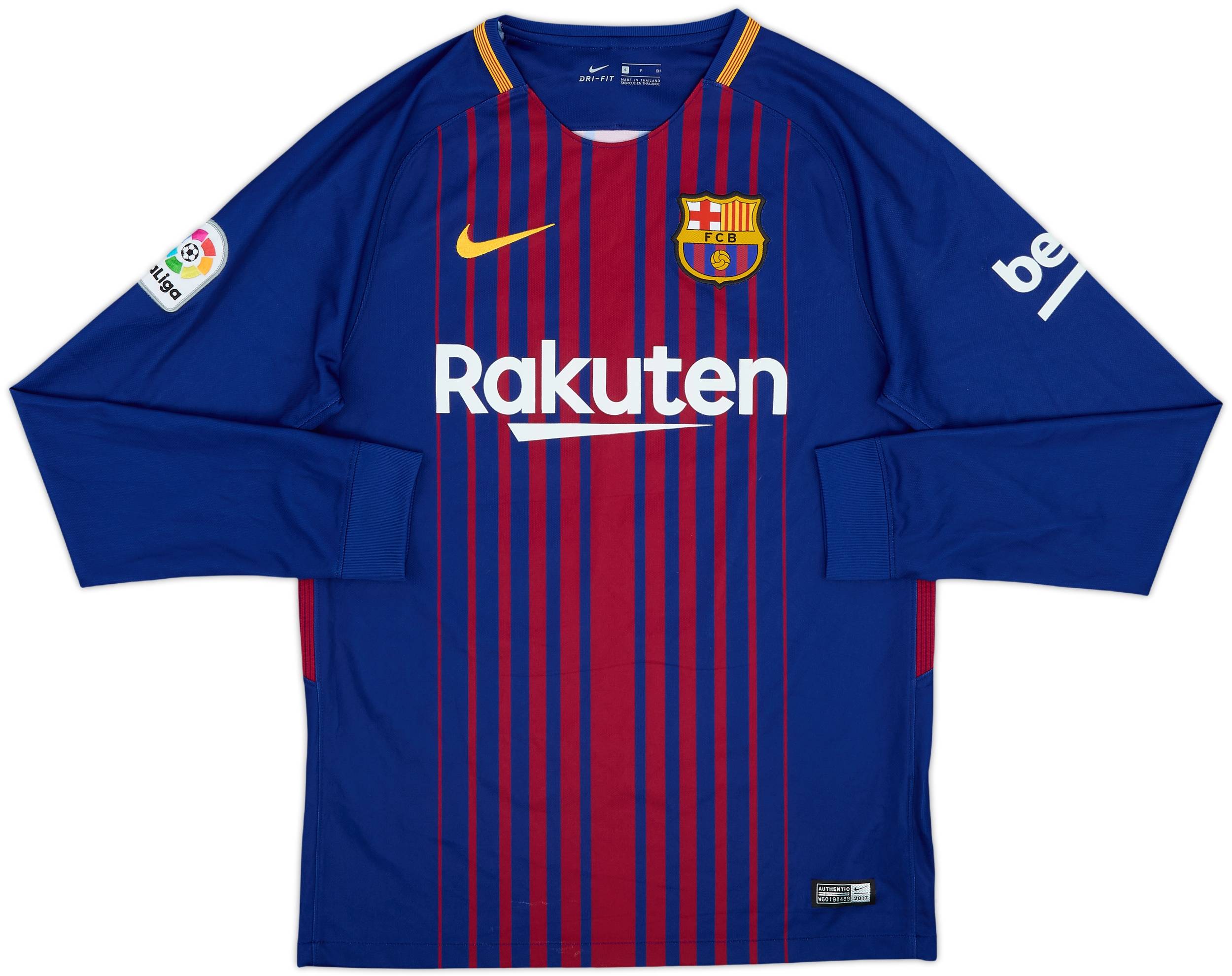 2017-18 Barcelona Home L/S Shirt Neymar Jr #11 - 8/10 - (S)