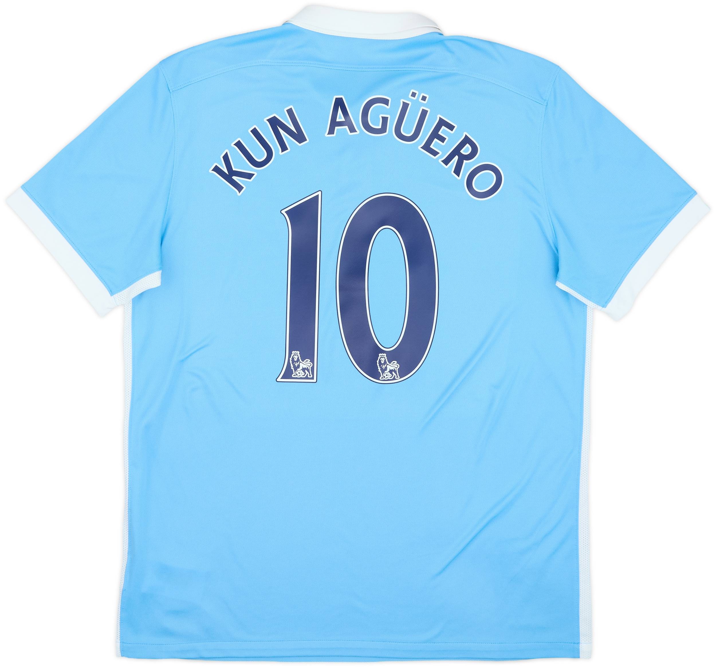 2015-16 Manchester City Home Shirt Kun Aguero #10 - 9/10 - (L)