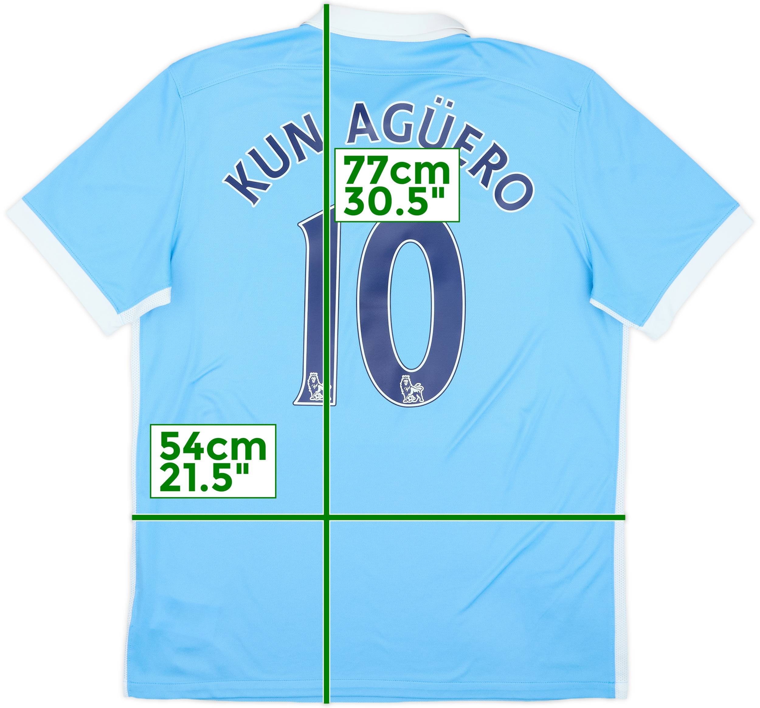 2015-16 Manchester City Home Shirt Kun Aguero #10 - 9/10 - (L)