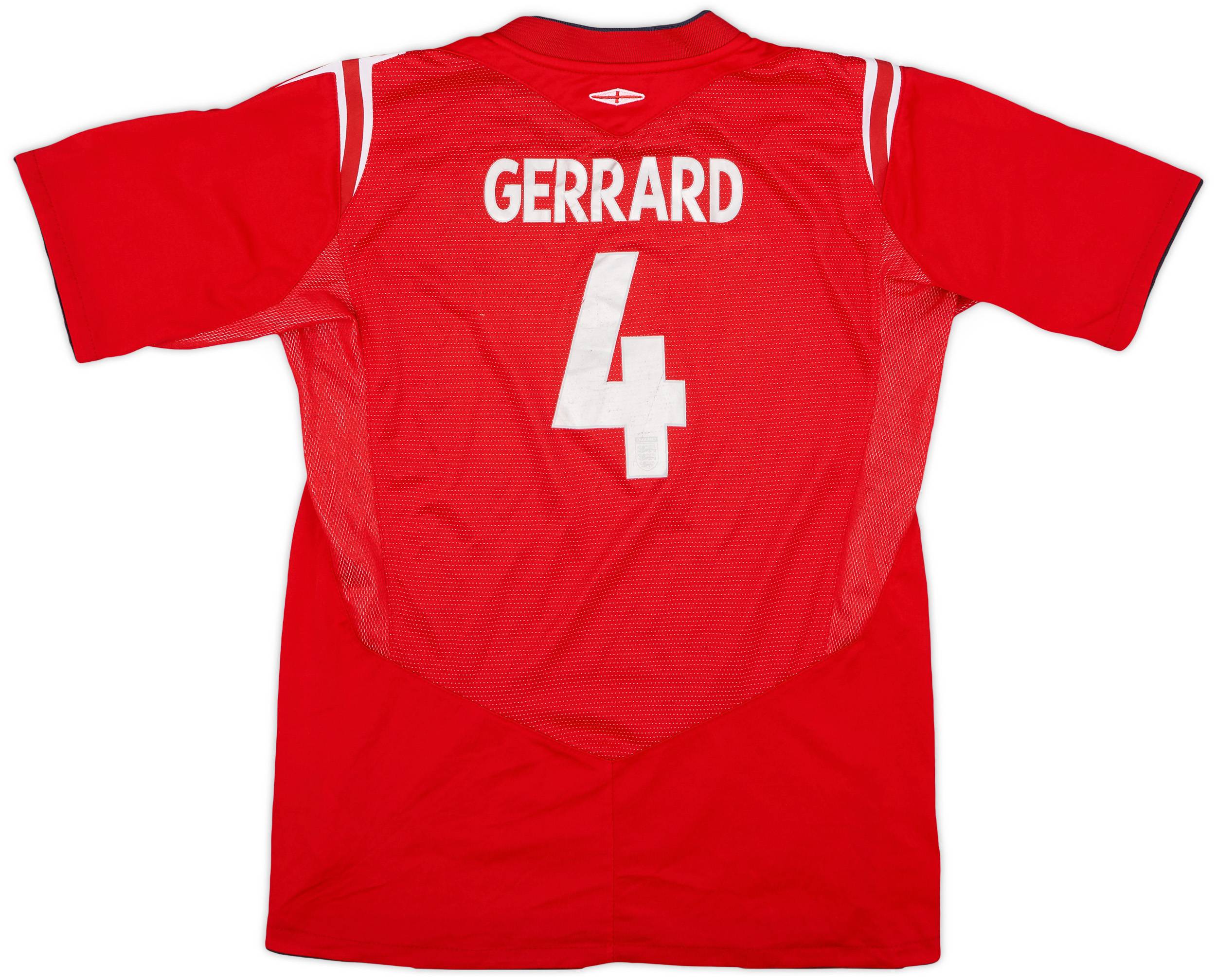 2004-06 England Away Shirt Gerrard #4 - 7/10 - (XL.Boys)