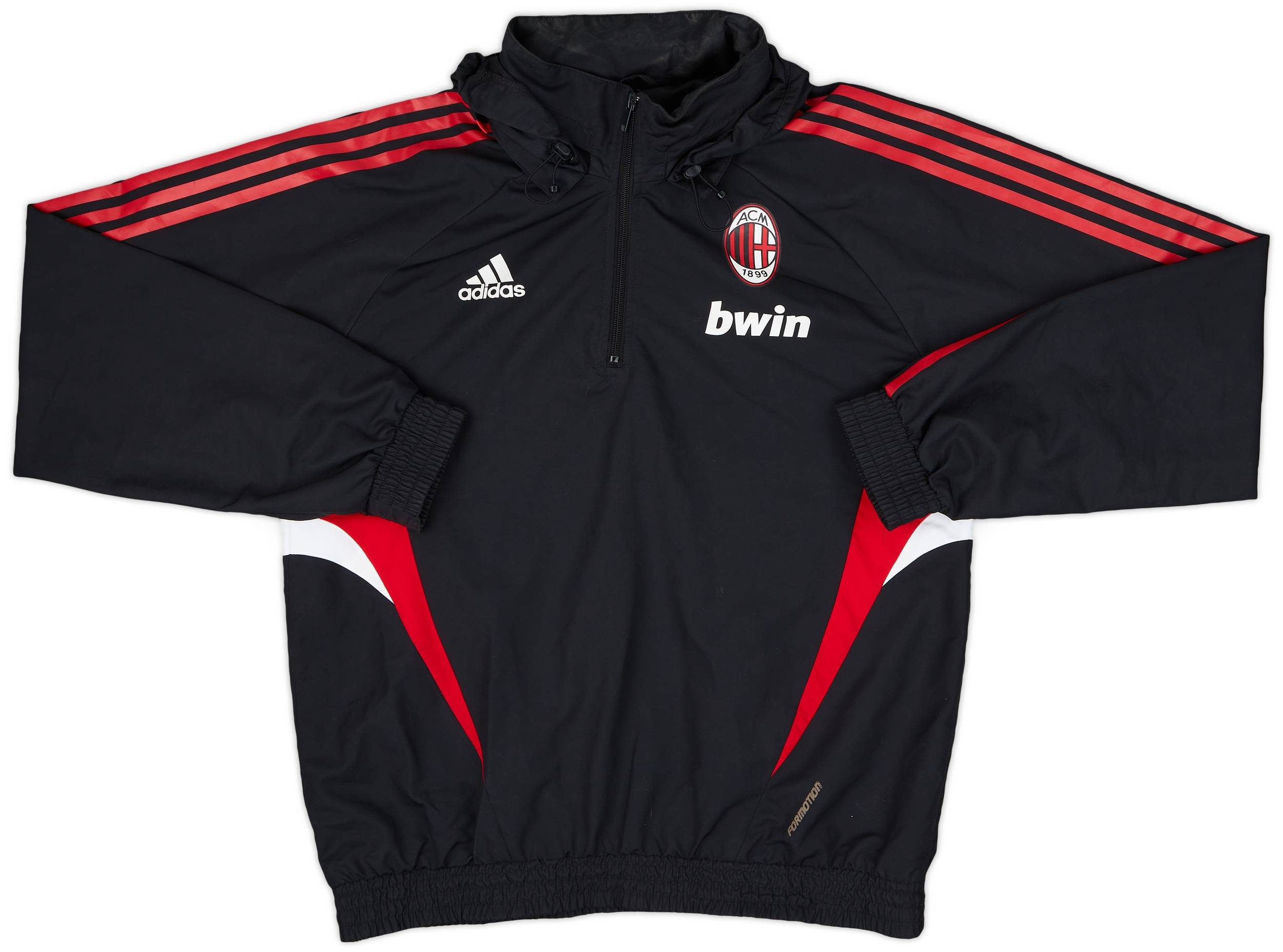 2008-09 AC Milan adidas Hooded 1/4 Zip Drill Top - 8/10 - (L)