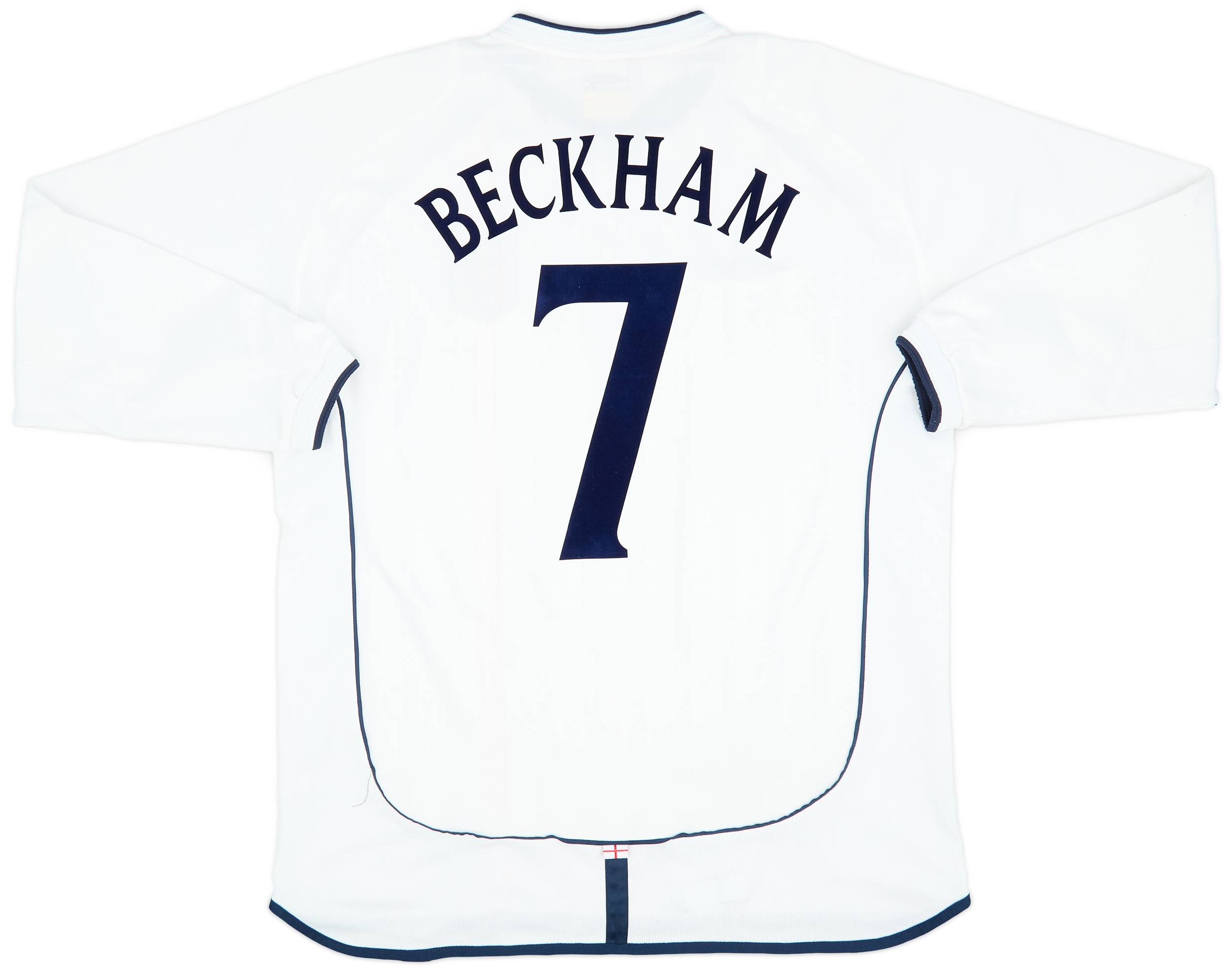 2001-03 England Home L/S Shirt Beckham #7 - 9/10 - (XL)
