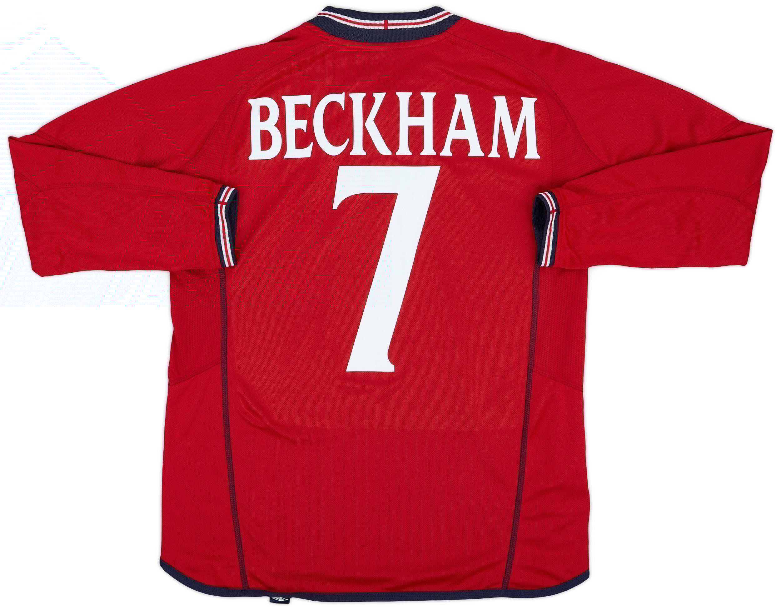 1999-01 England Away L/S Shirt Beckham #7 - 9/10 - (M)