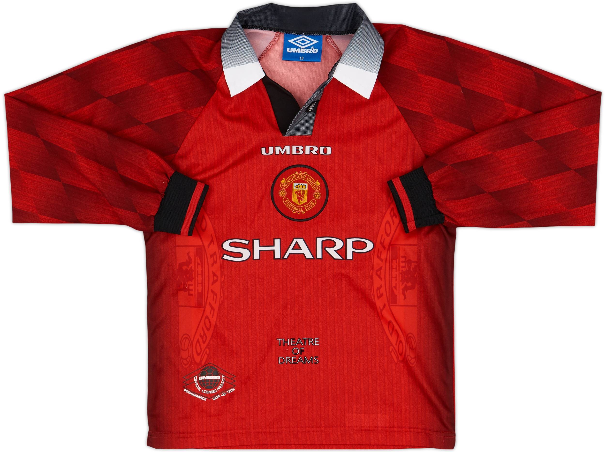 1996-98 Manchester United Home L/S Shirt - 6/10 - (L.Boys)