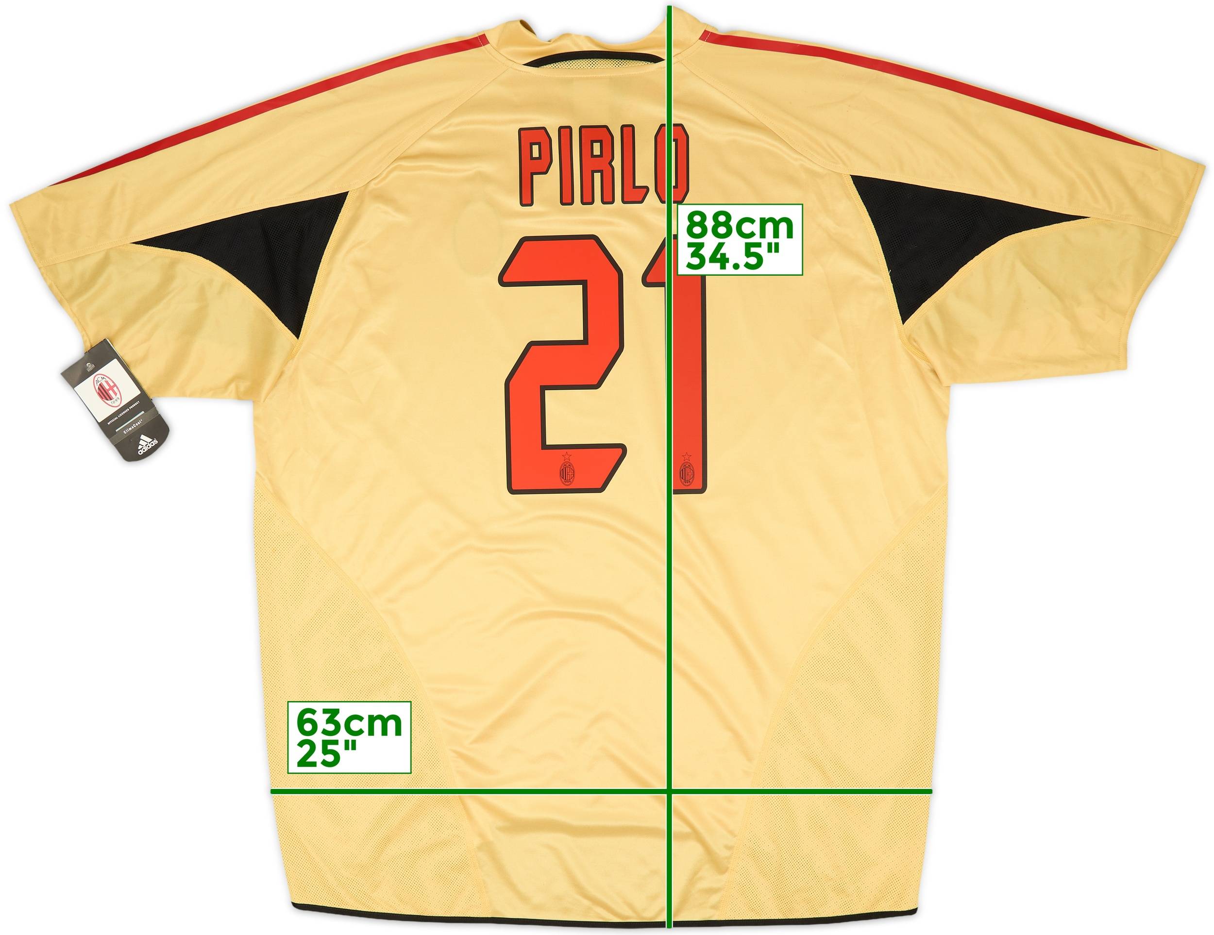 新品 AC MILAN 2002-04 3rd #21 PIRLO  Oサイズ AC MILAN 2002 2003 PIRLO 21 AWAY SHIRT (Excellent) XL