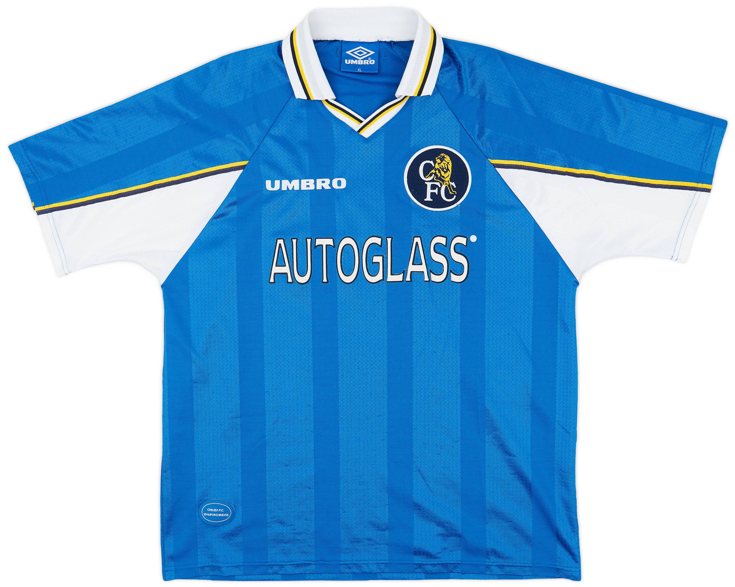 【正規品97-99 Umbro Chelsea home L/S shirt】 1997-99 Chelsea Home Shirt Vialli #9 - 7/10 - (XL)