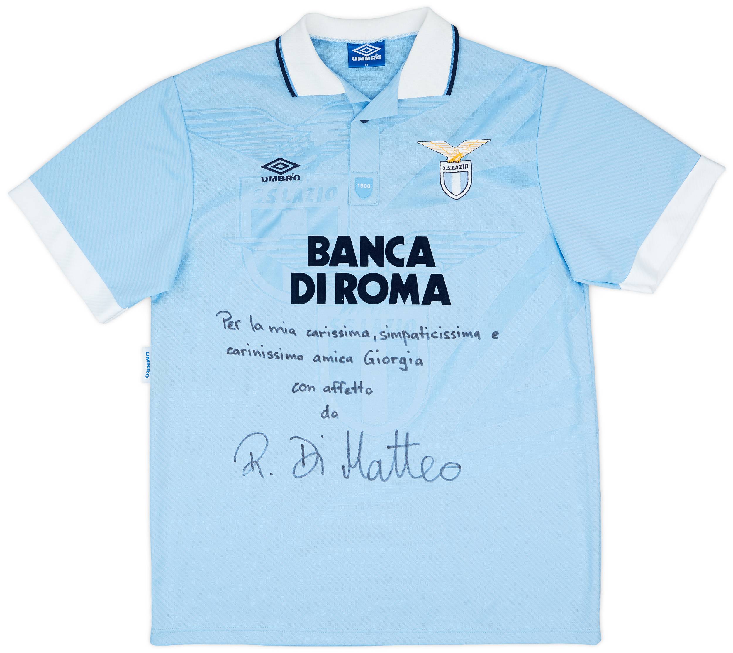 1994-95 Lazio Match Issue Signed Home Shirt #4 (Di Matteo)