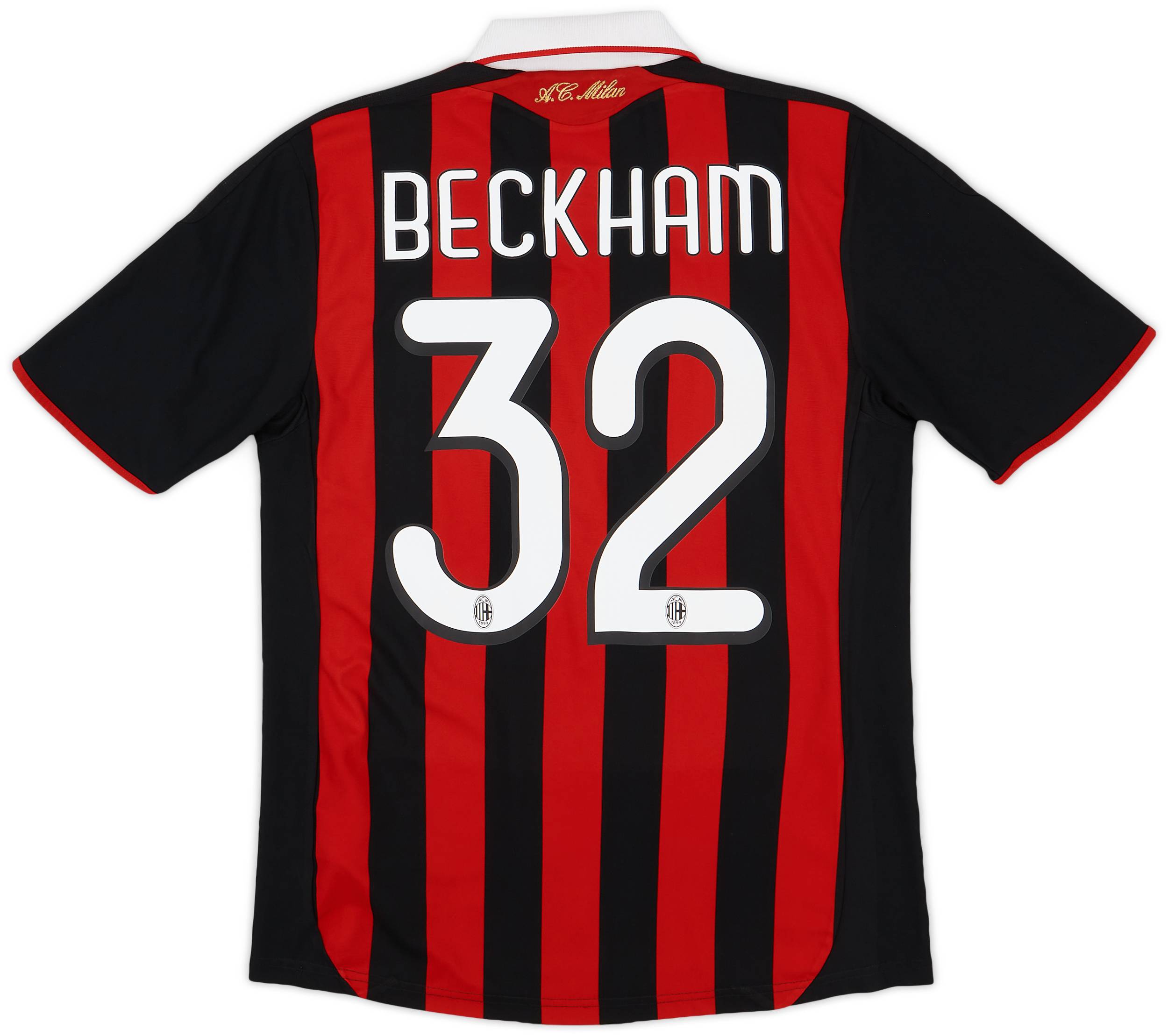 【新品未使用】AC MILAN 2009-10 #32 BECKHAM  2009-10 AC Milan Home Shirt Beckham #32 - 5/10 - (S)