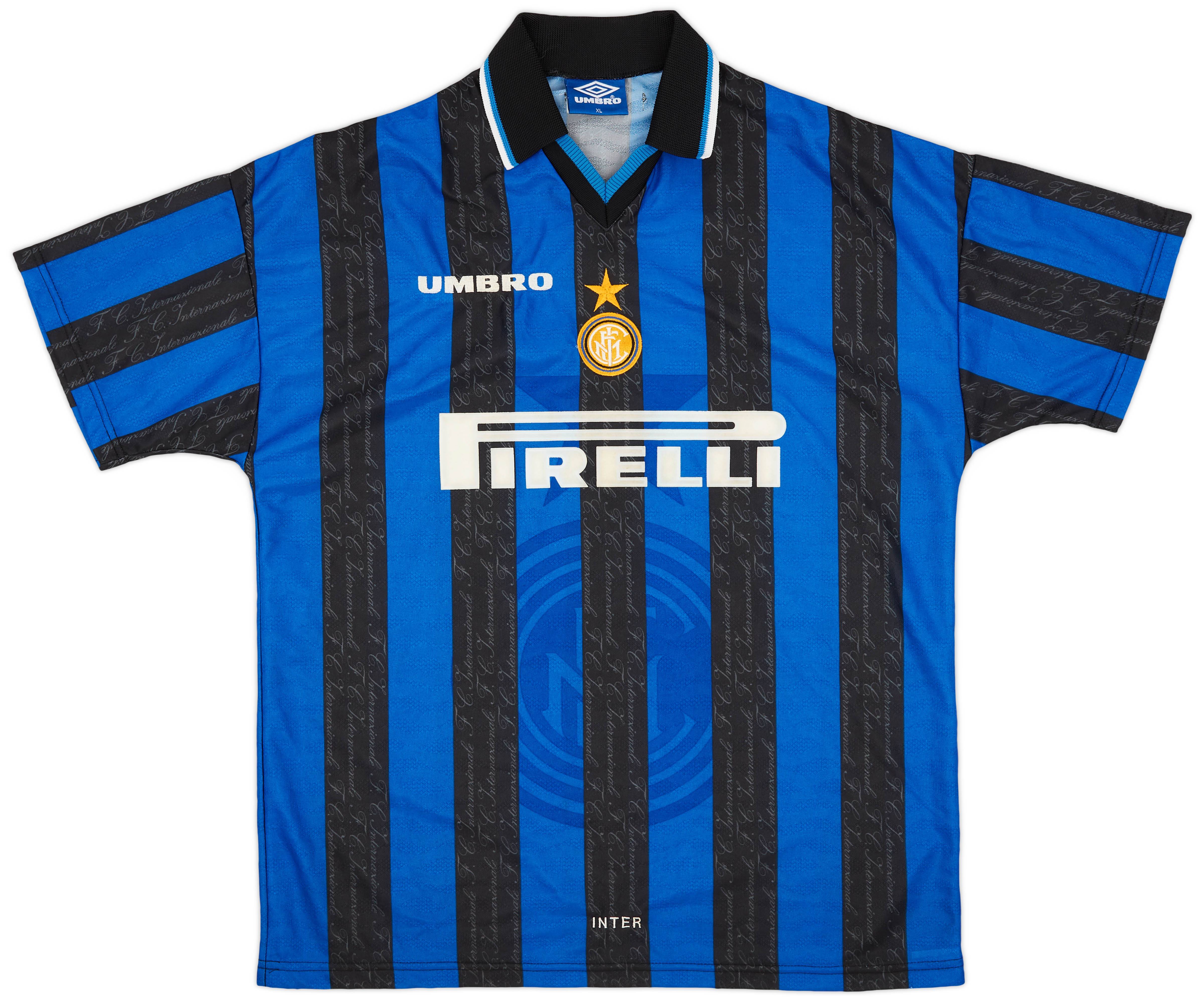 【正規1997-98 Umbro Inter home Ronaldo #10】 1997-98 Inter Milan Home Shirt Ronaldo #10 - 8/10 - (XL)