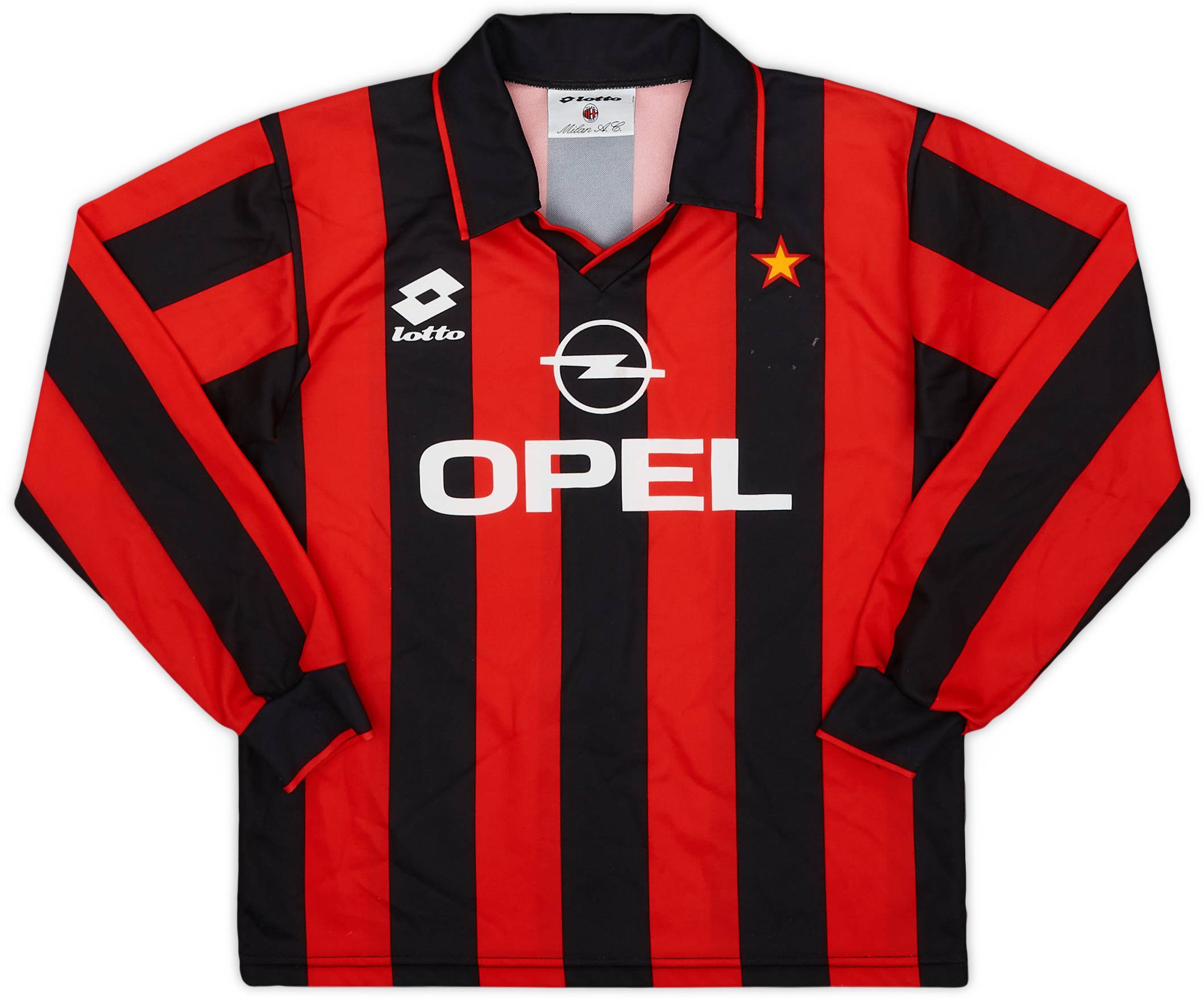 1994-95 AC Milan Home L/S Shirt - 5/10 - (XL.Boys)